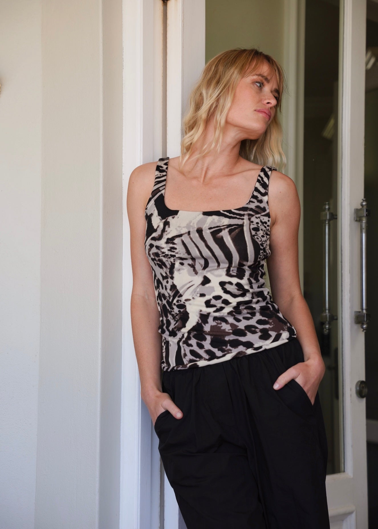 View our Ribbed Animal Print Vest - by Tribute Store