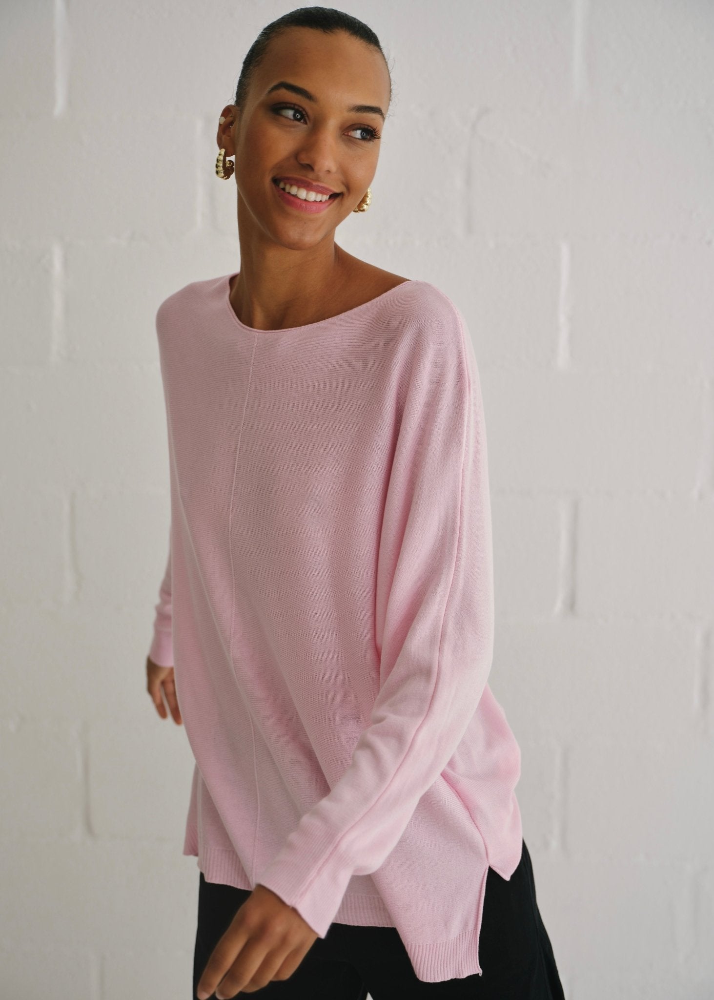 View our Roma Italian Oversized Crew Neck Knit In Blush - by Tribute Store