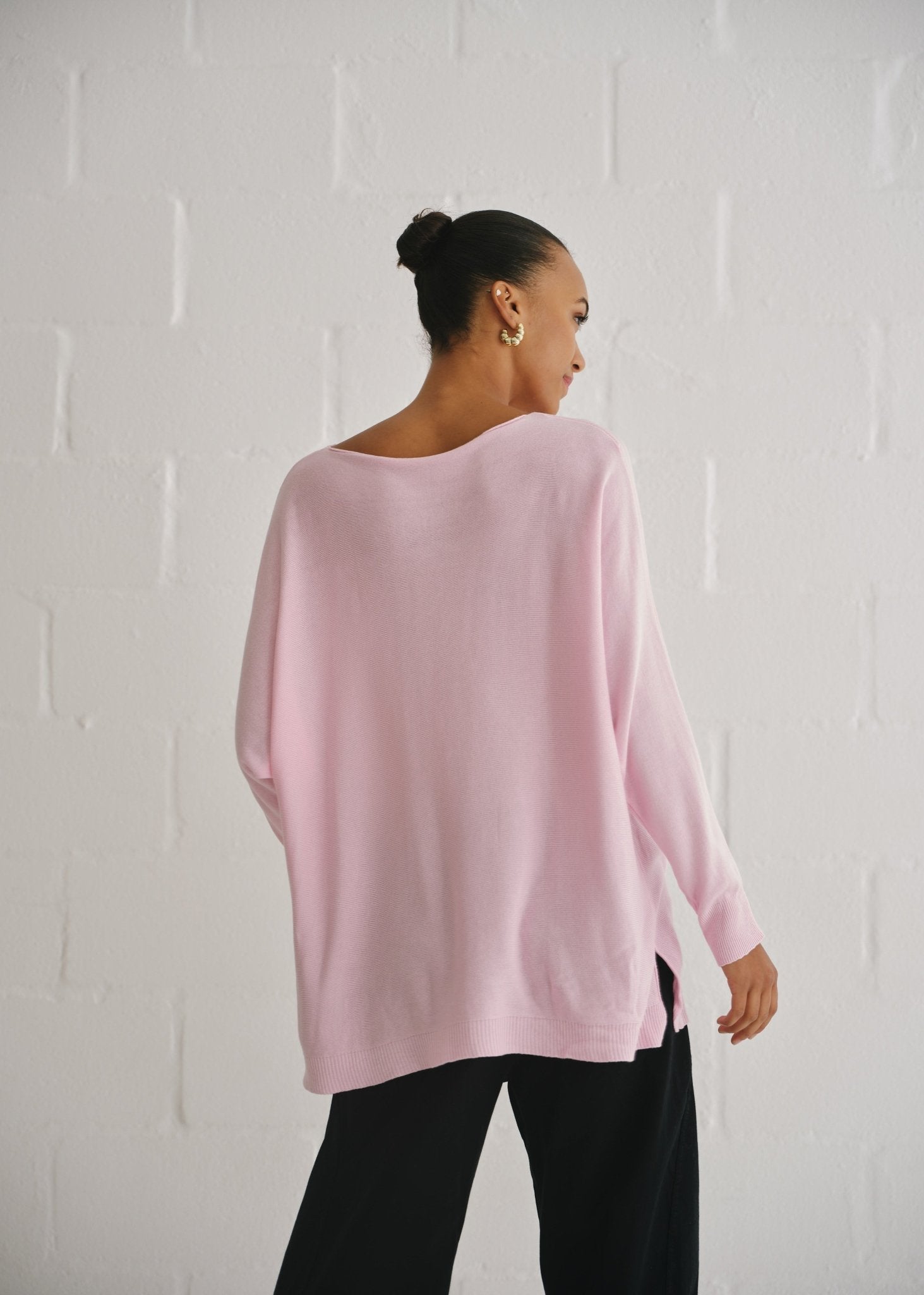 View our Roma Italian Oversized Crew Neck Knit In Blush - by Tribute Store