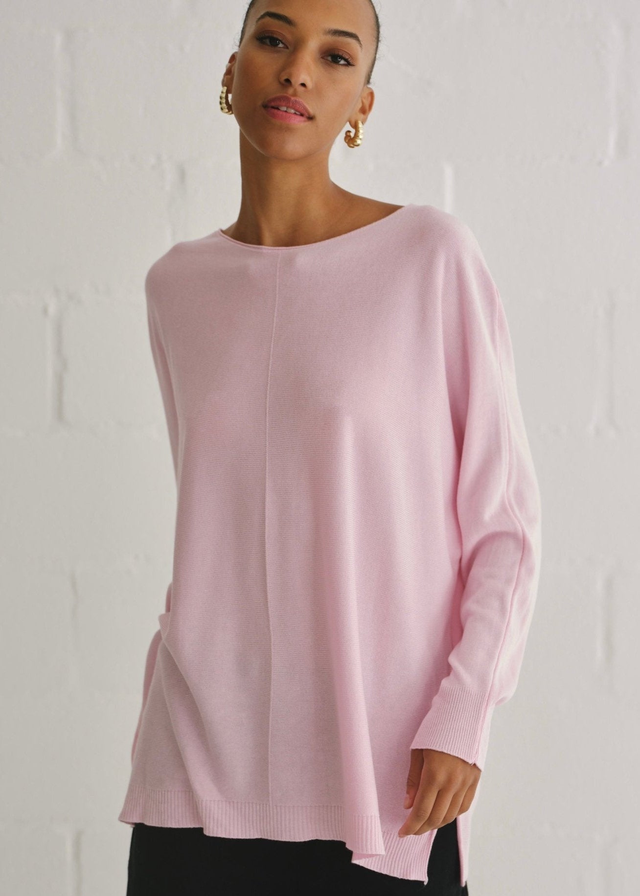View our Roma Italian Oversized Crew Neck Knit In Blush - by Tribute Store
