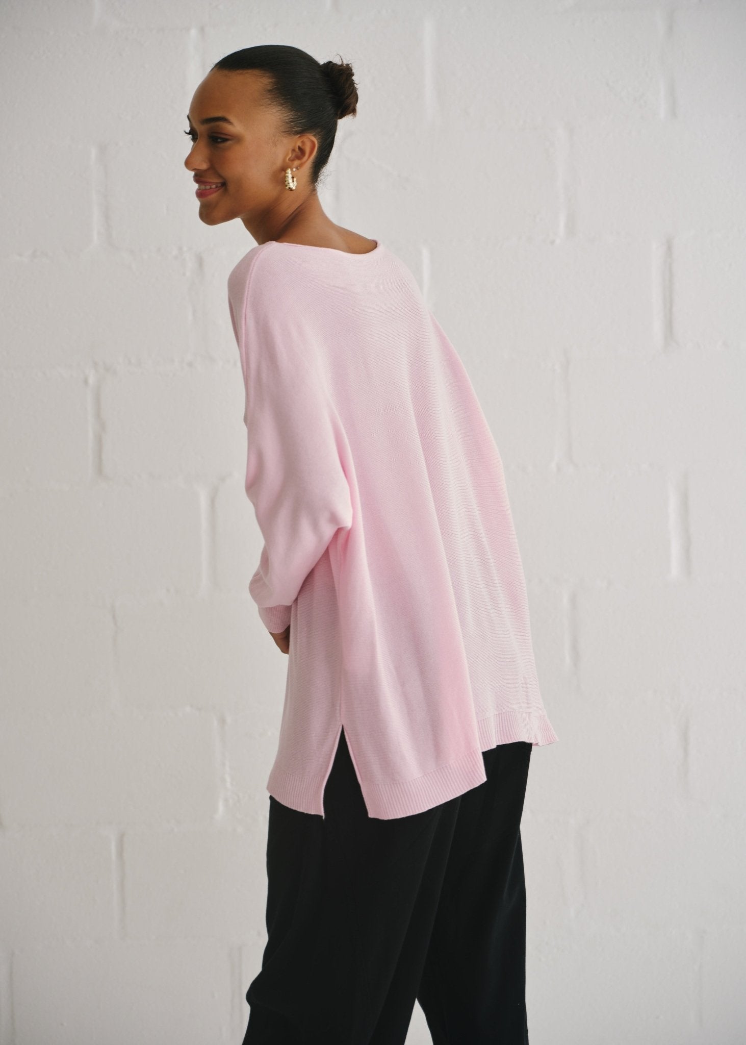 View our Roma Italian Oversized Crew Neck Knit In Blush - by Tribute Store