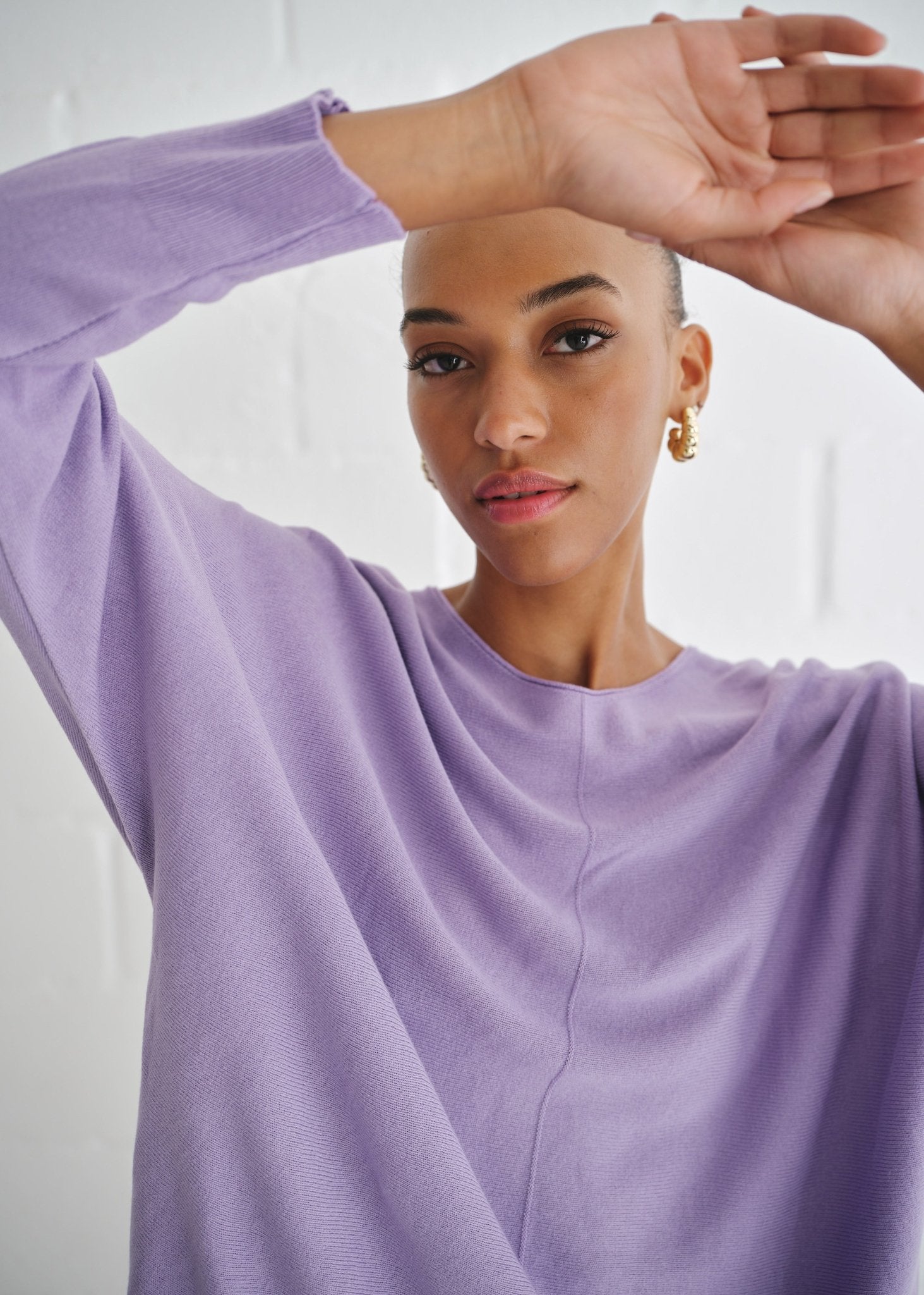 View our Roma Italian Oversized Crew Neck Knit In Lilac - by Tribute Store
