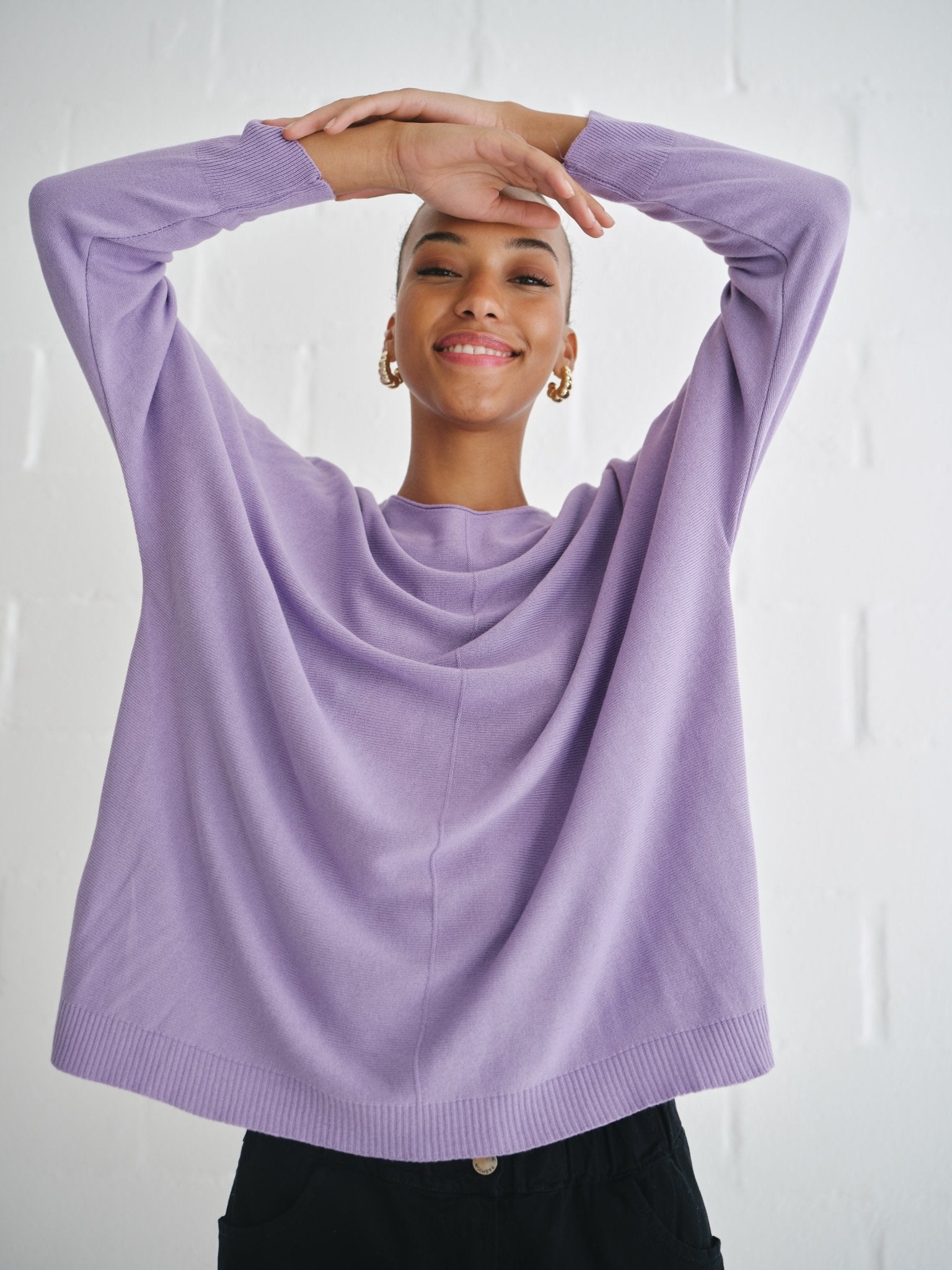 View our Roma Italian Oversized Crew Neck Knit In Lilac - by Tribute Store