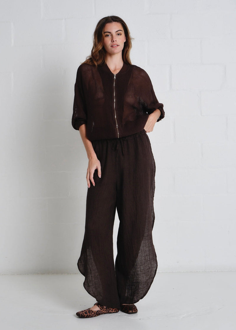 View our Saint Tropez Crochet Zip Up Jacket In Chocolate - by Tribute Store