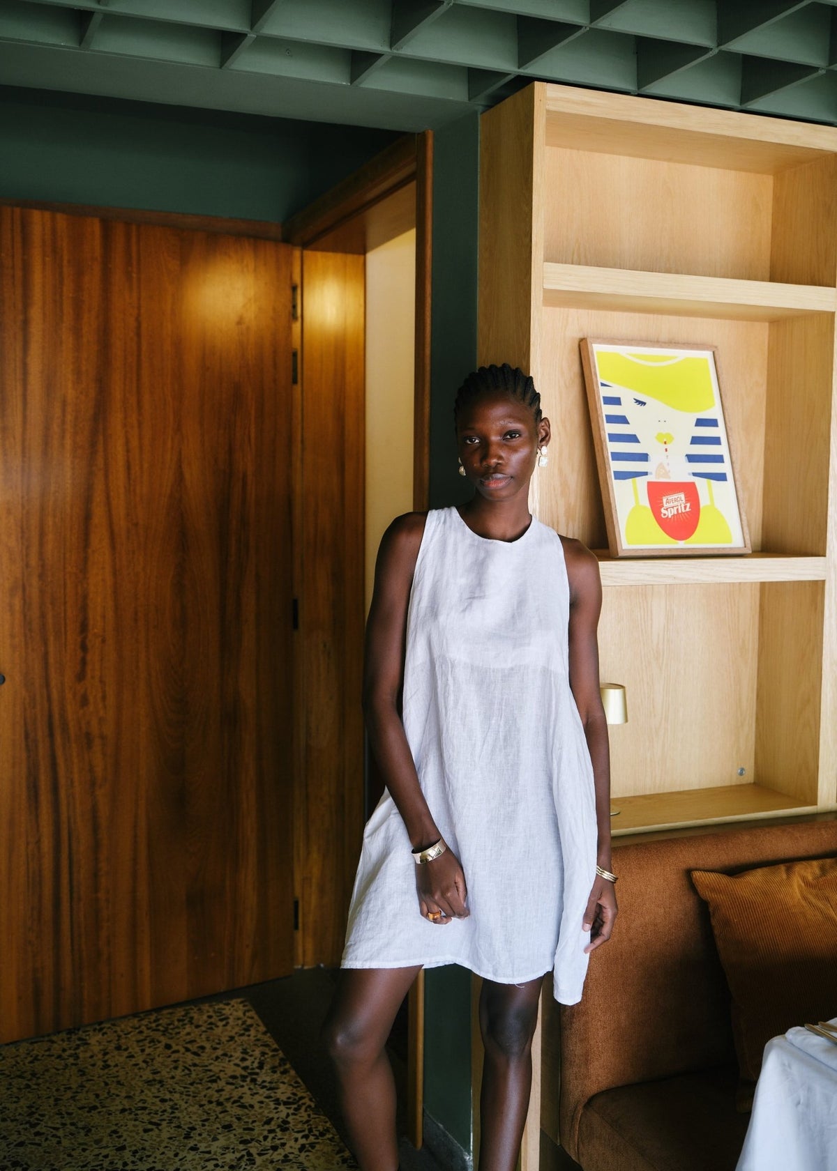 View our Saint Tropez Italian Linen Short Sleeveless Dress In White - by Tribute Store