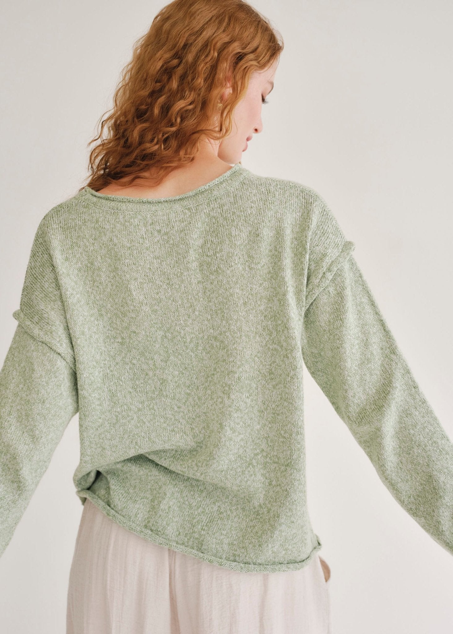 View our Salerno Boxy Lightweight Knit In Green - by Tribute Store