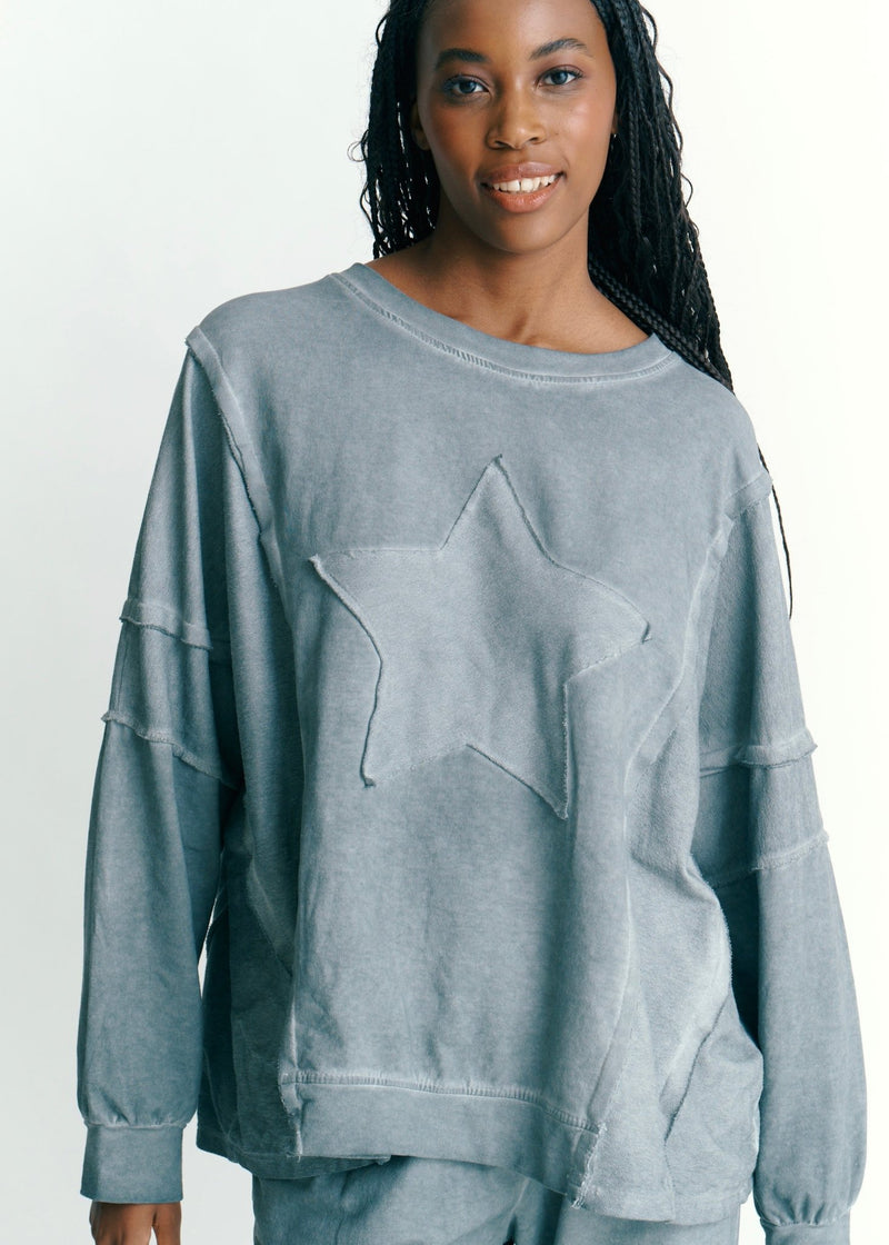 View our San Onofre Crew Neck Top With Star Print In Grey - by Tribute Store