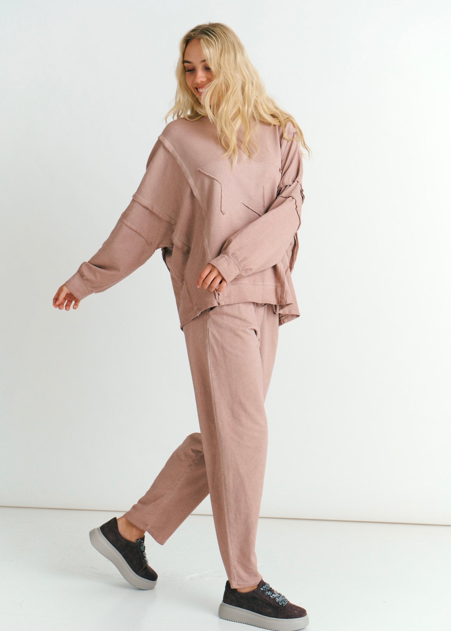 View our San Onofre Crew Neck Top With Star Print In Salmon - by Tribute Store