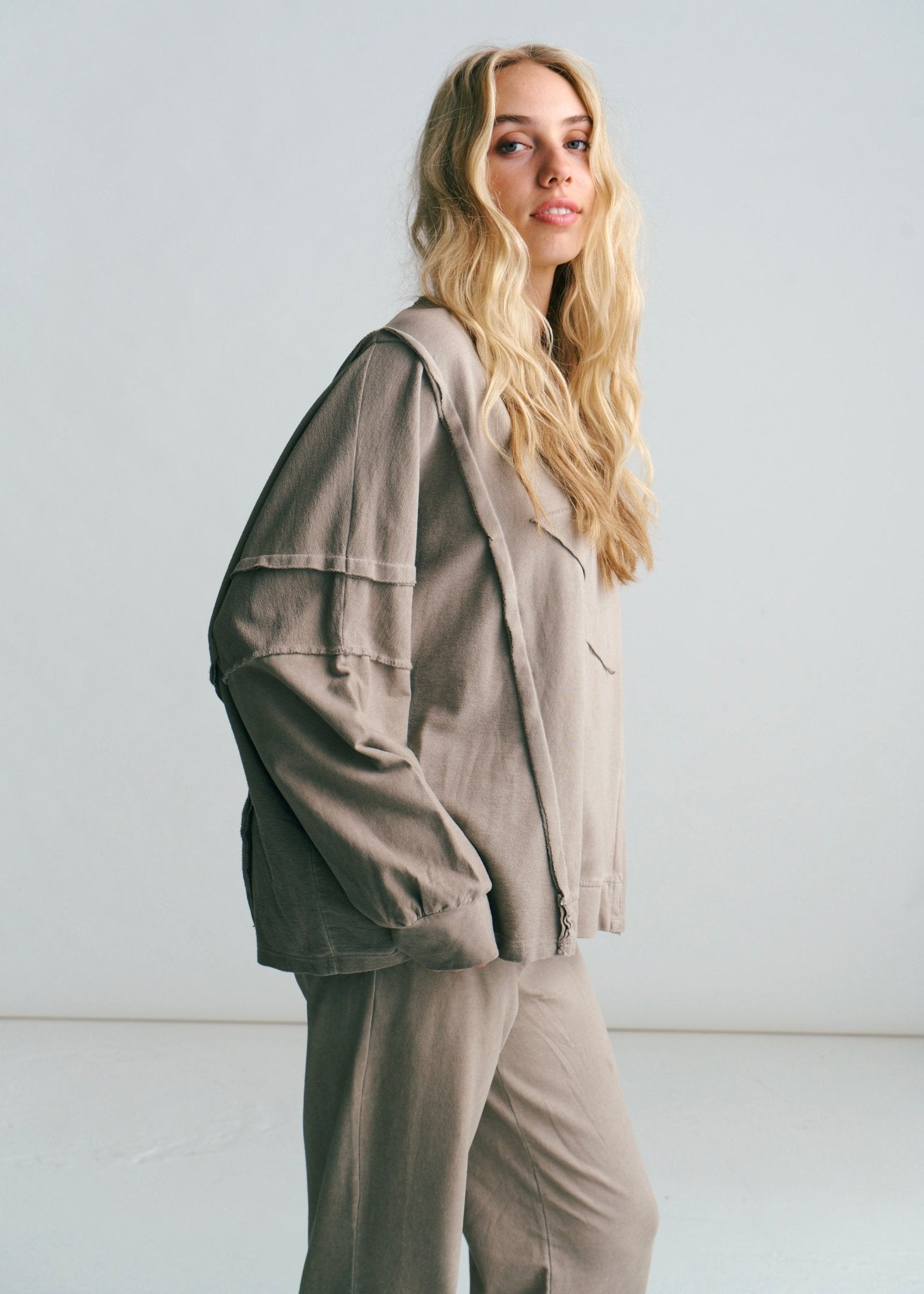 View our San Onofre Crew Neck Top With Star Print In Taupe - by Tribute Store