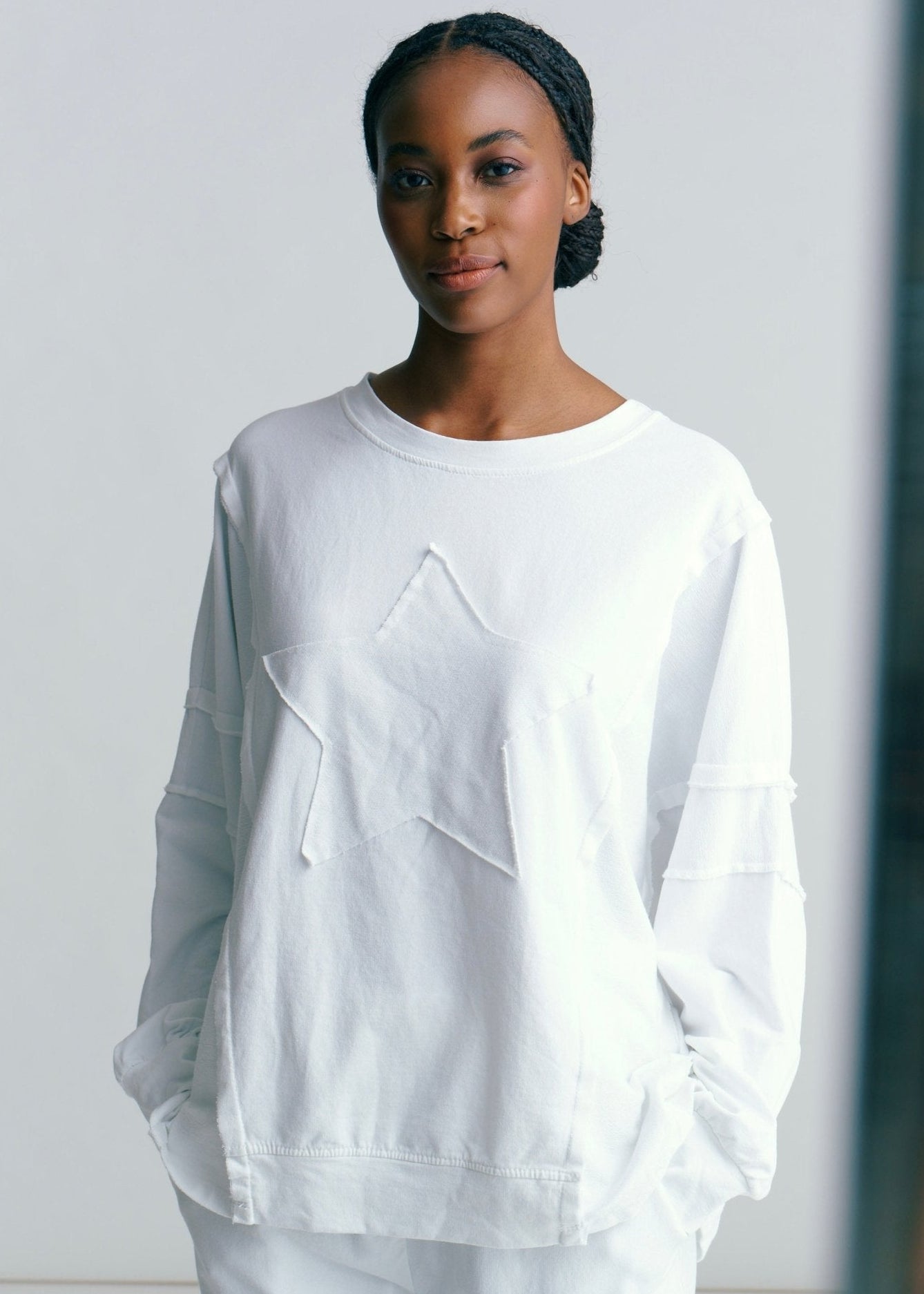View our San Onofre Crew Neck Top With Star Print In White - by Tribute Store