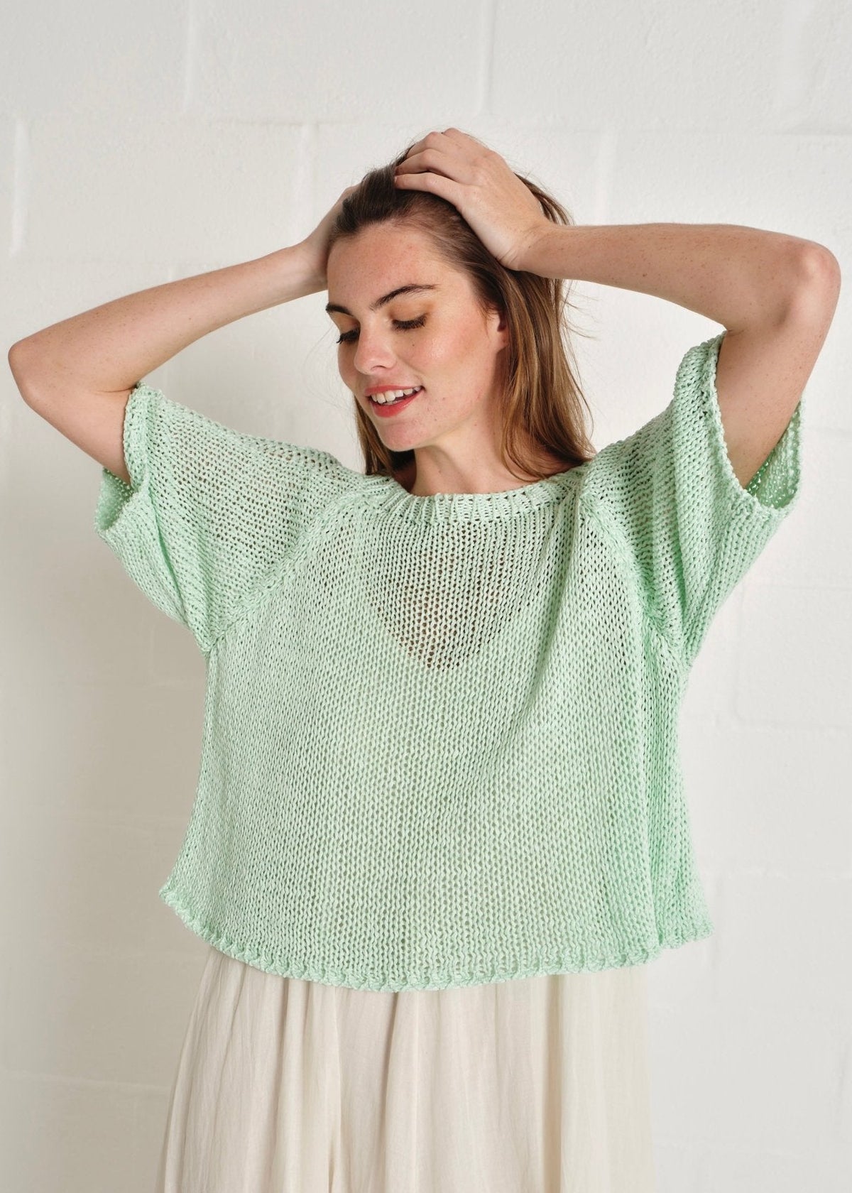 View our Sayulita Boatneck Crochet Top In Mint - by Tribute Store