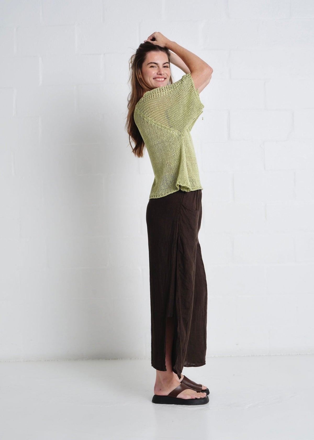View our Sayulita Boatneck Crochet Top In Pistachio - by Tribute Store