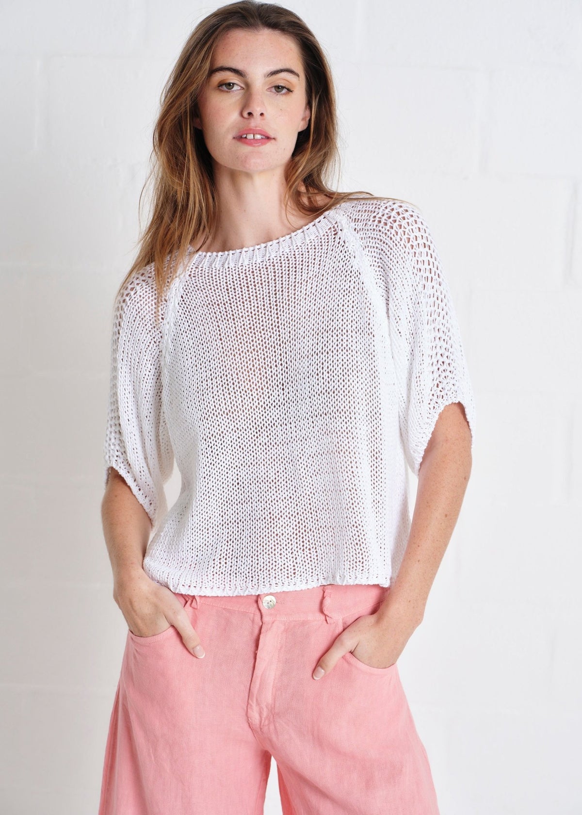 View our Sayulita Boatneck Crochet Top In White - by Tribute Store