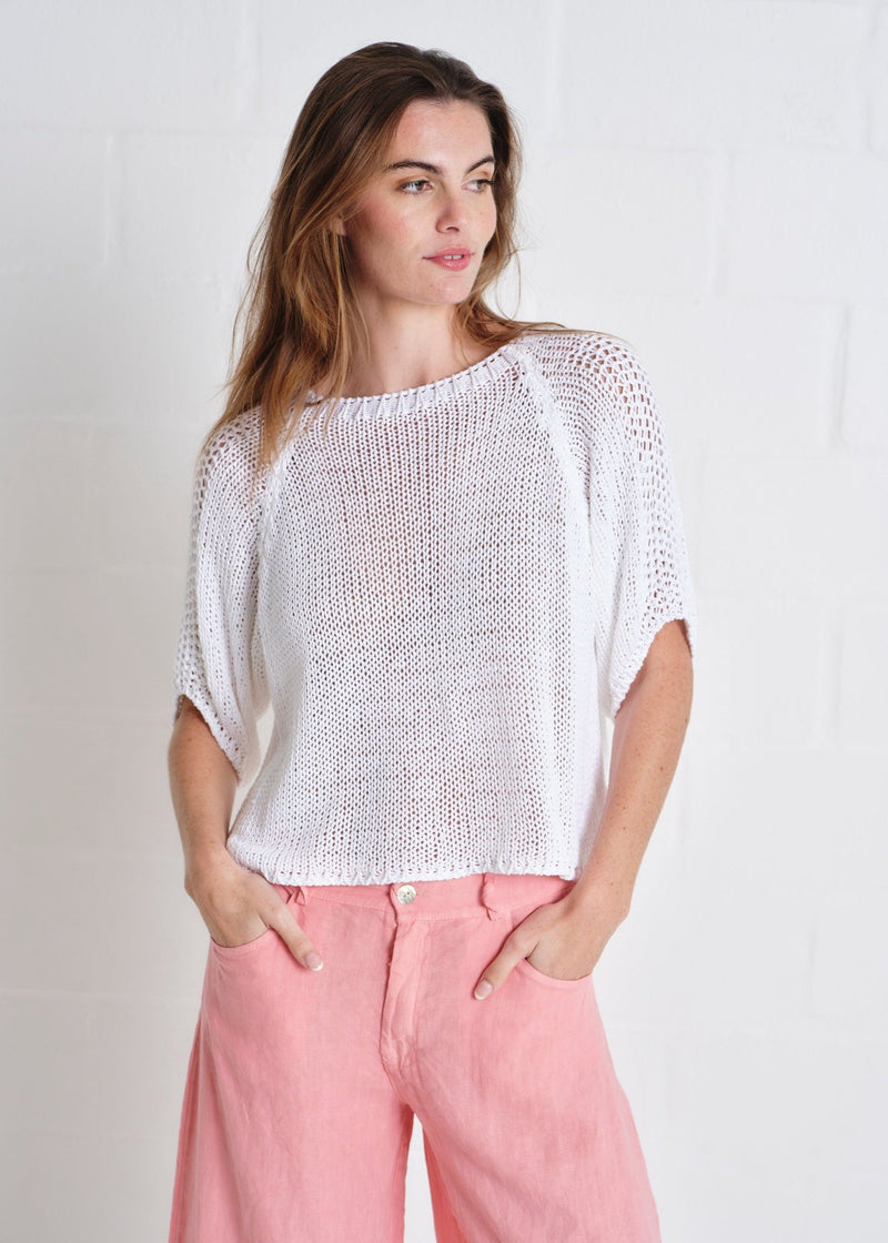 View our Sayulita Boatneck Crochet Top In White - by Tribute Store