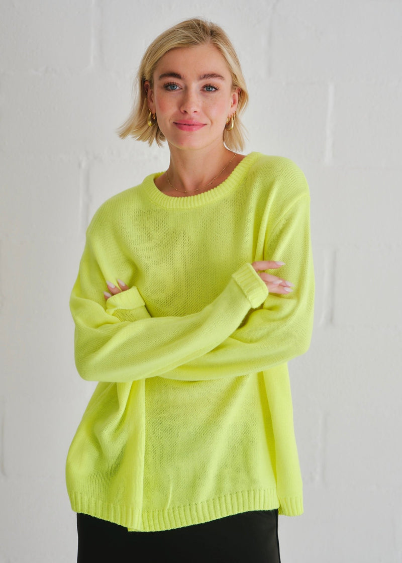 View our Seattle Vibrant Neon Yellow Oversized Knit - by Tribute Store