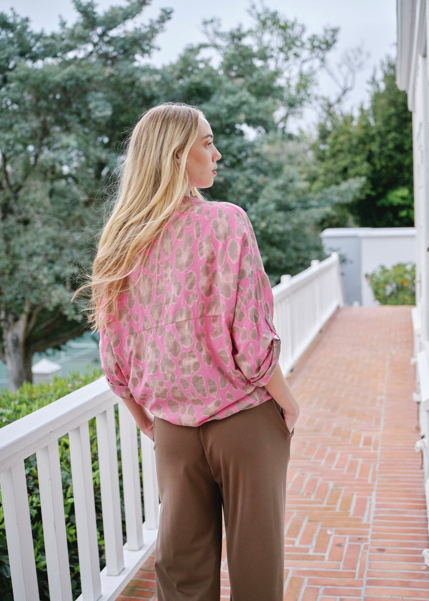 View our Siena Italian Cotton Leopard Shirt in Hot Pink - by Tribute Store
