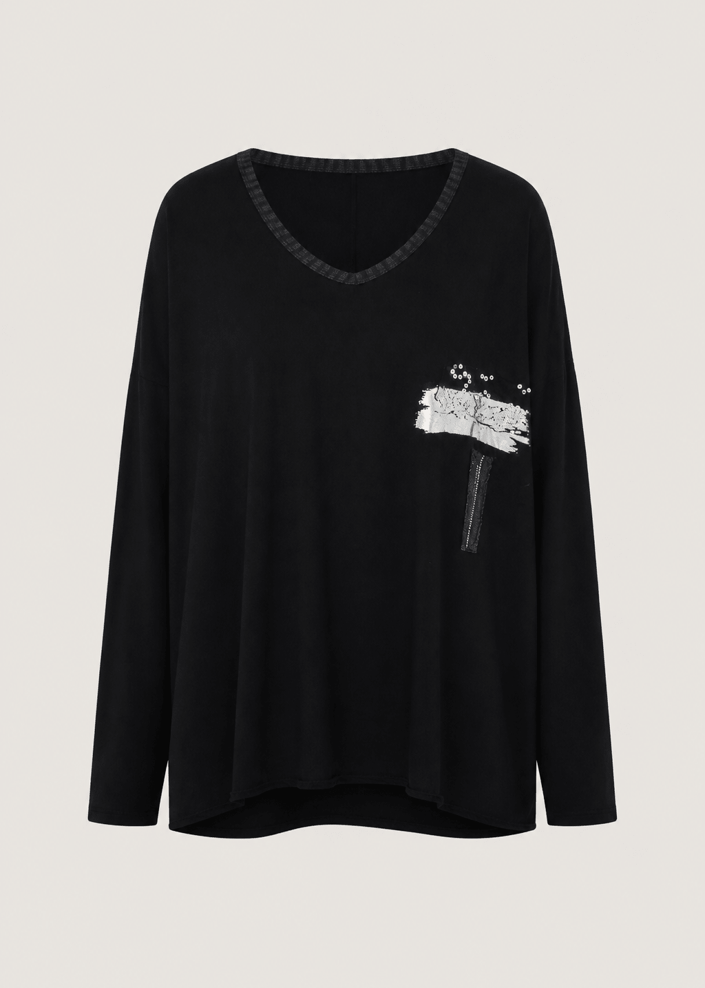 View our Silver-Sequin V-neck In Black - by Tribute Store