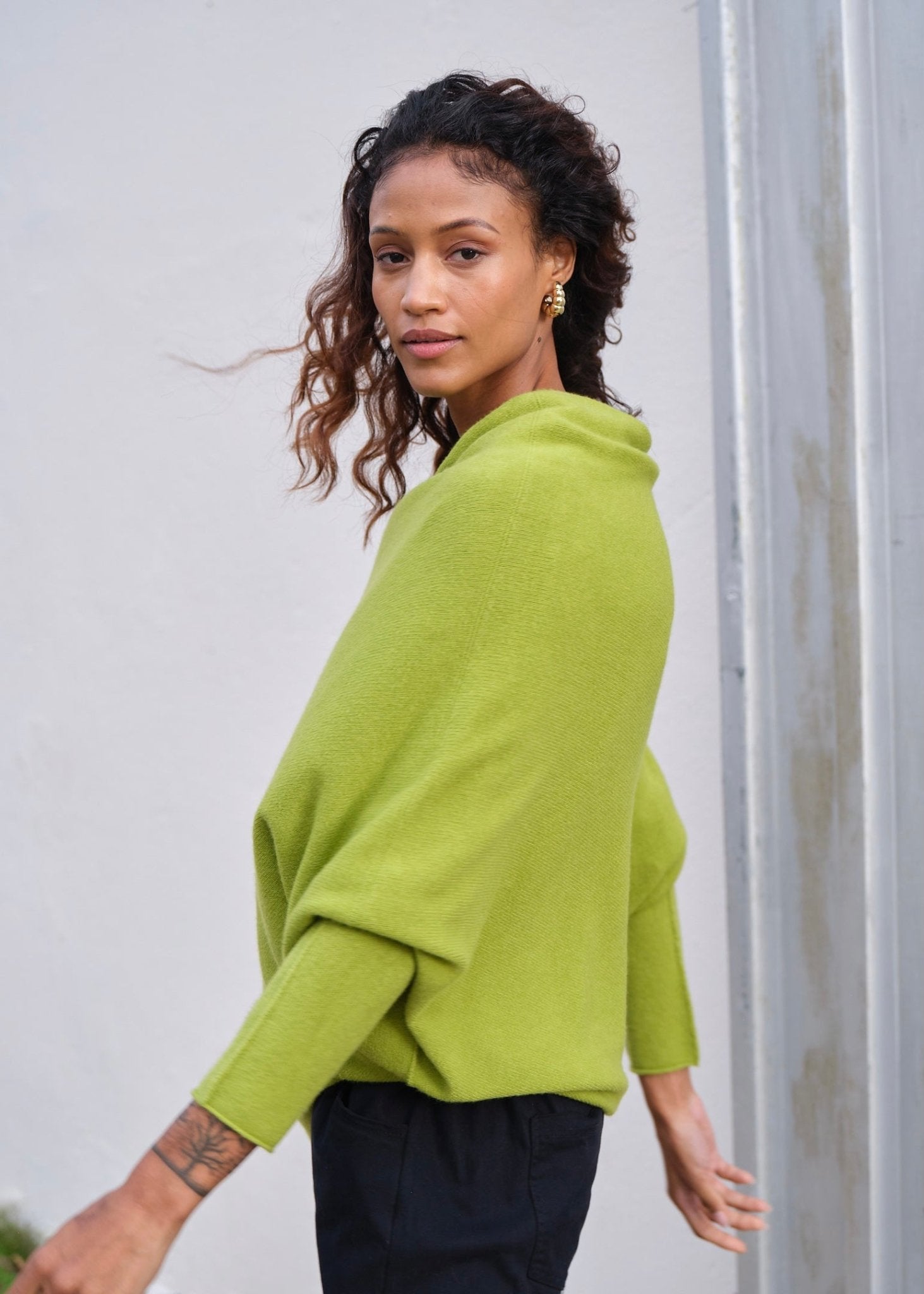 View our Sofia Italian Batwing Knit in Bright Green - by Tribute Store