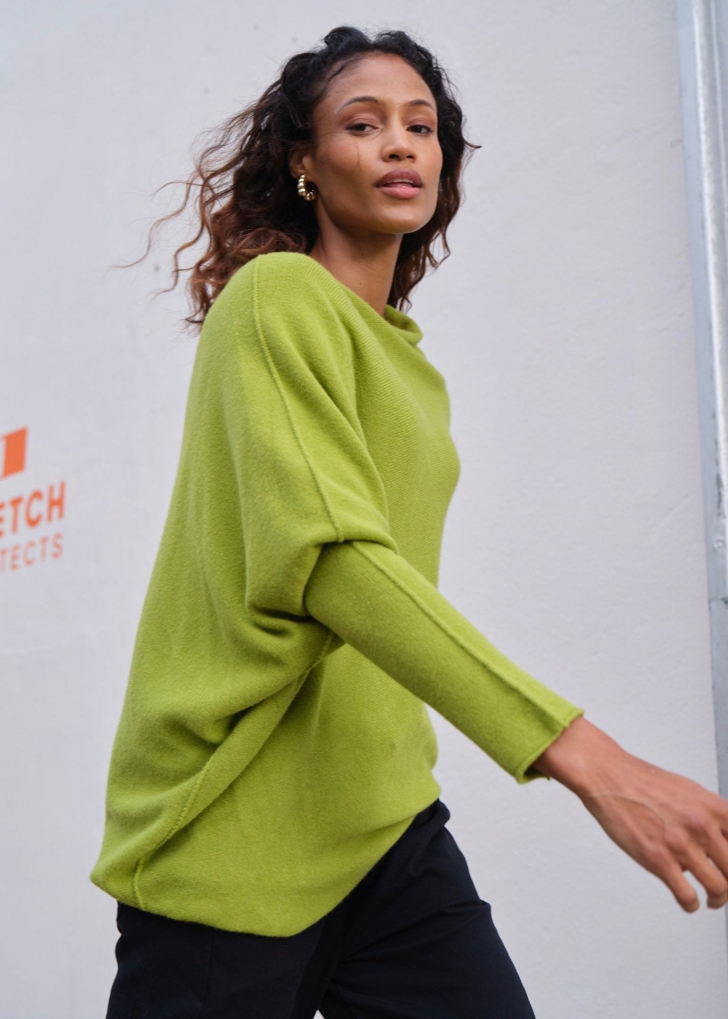 View our Sofia Italian Batwing Knit in Bright Green - by Tribute Store