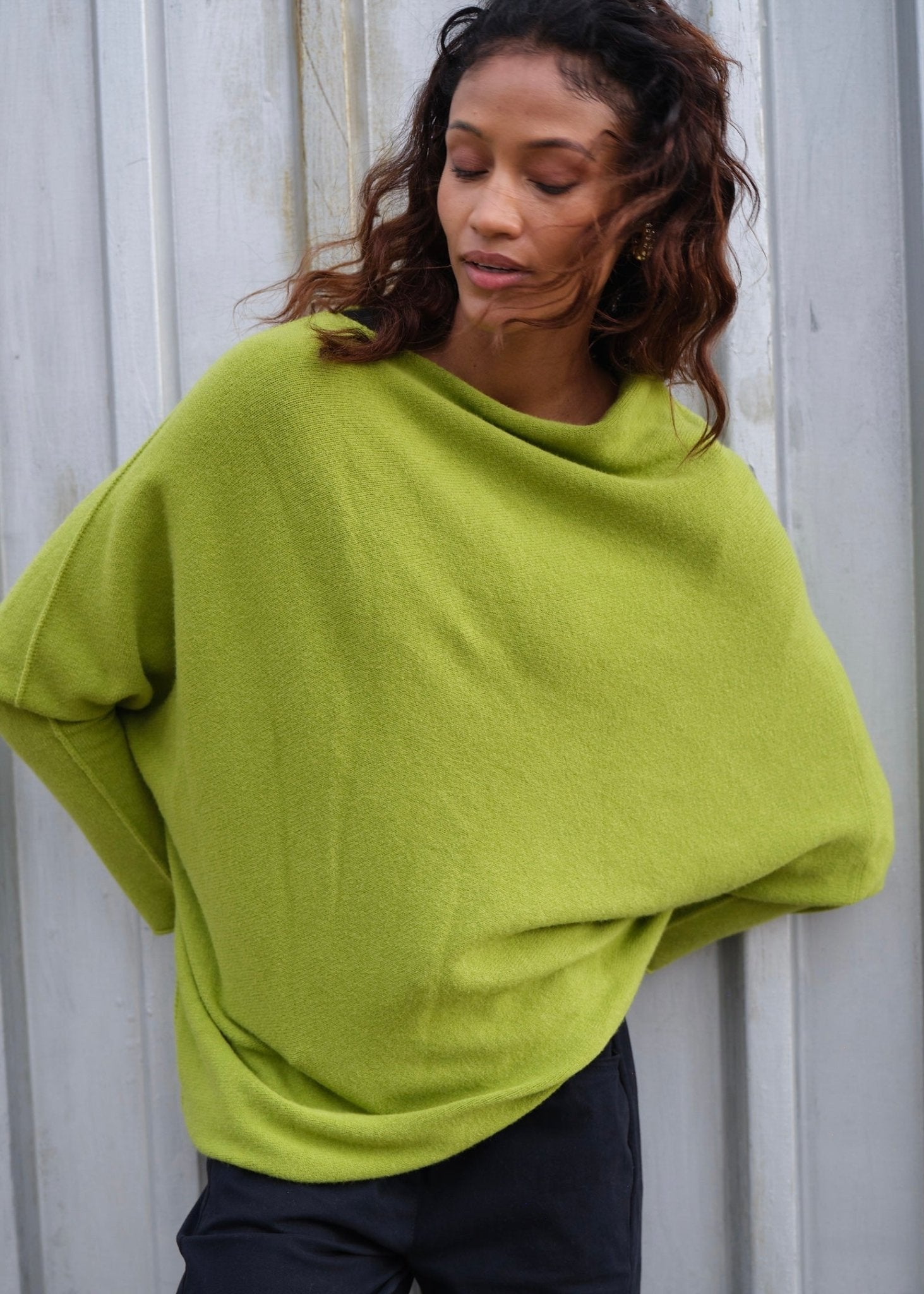 View our Sofia Italian Batwing Knit in Bright Green - by Tribute Store