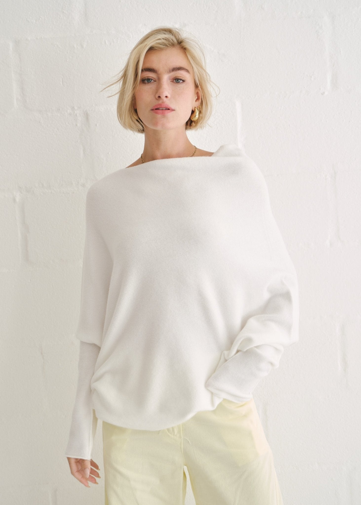 View our Sofia Italian Batwing Knit in Cream - by Tribute Store