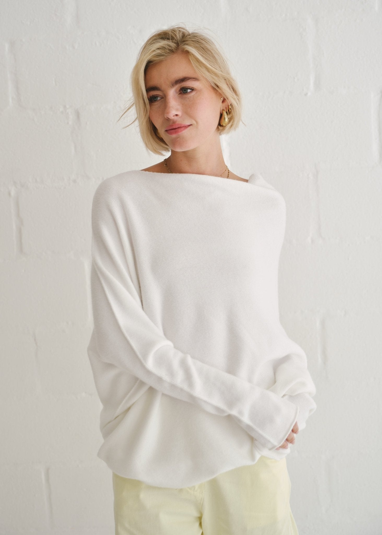 View our Sofia Italian Batwing Knit in Cream - by Tribute Store