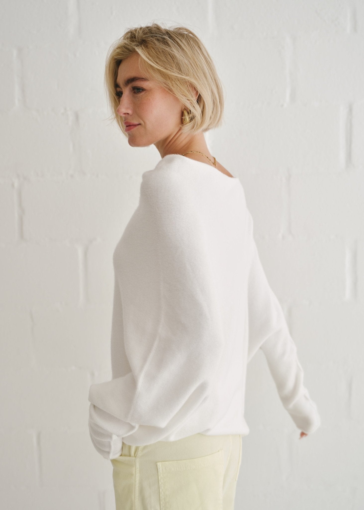 View our Sofia Italian Batwing Knit in Cream - by Tribute Store
