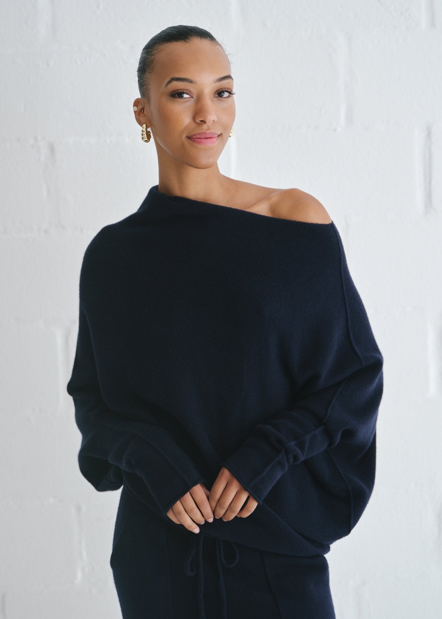 View our Sofia Italian Batwing Knit in Navy - by Tribute Store
