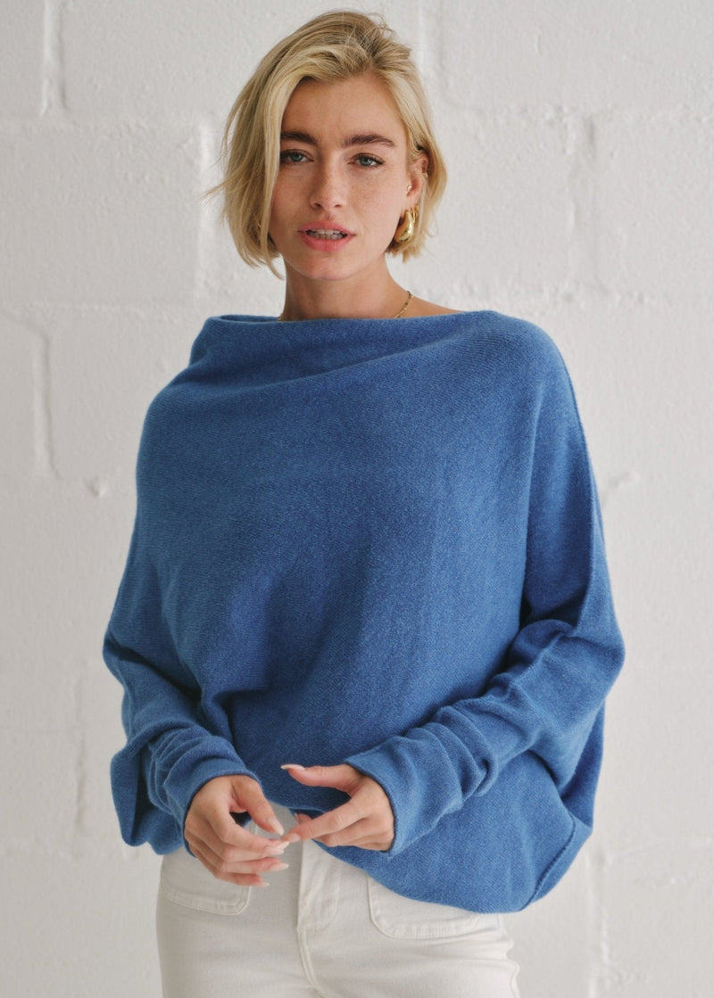 View our Sofia Italian Batwing Knit in Sky Blue - by Tribute Store