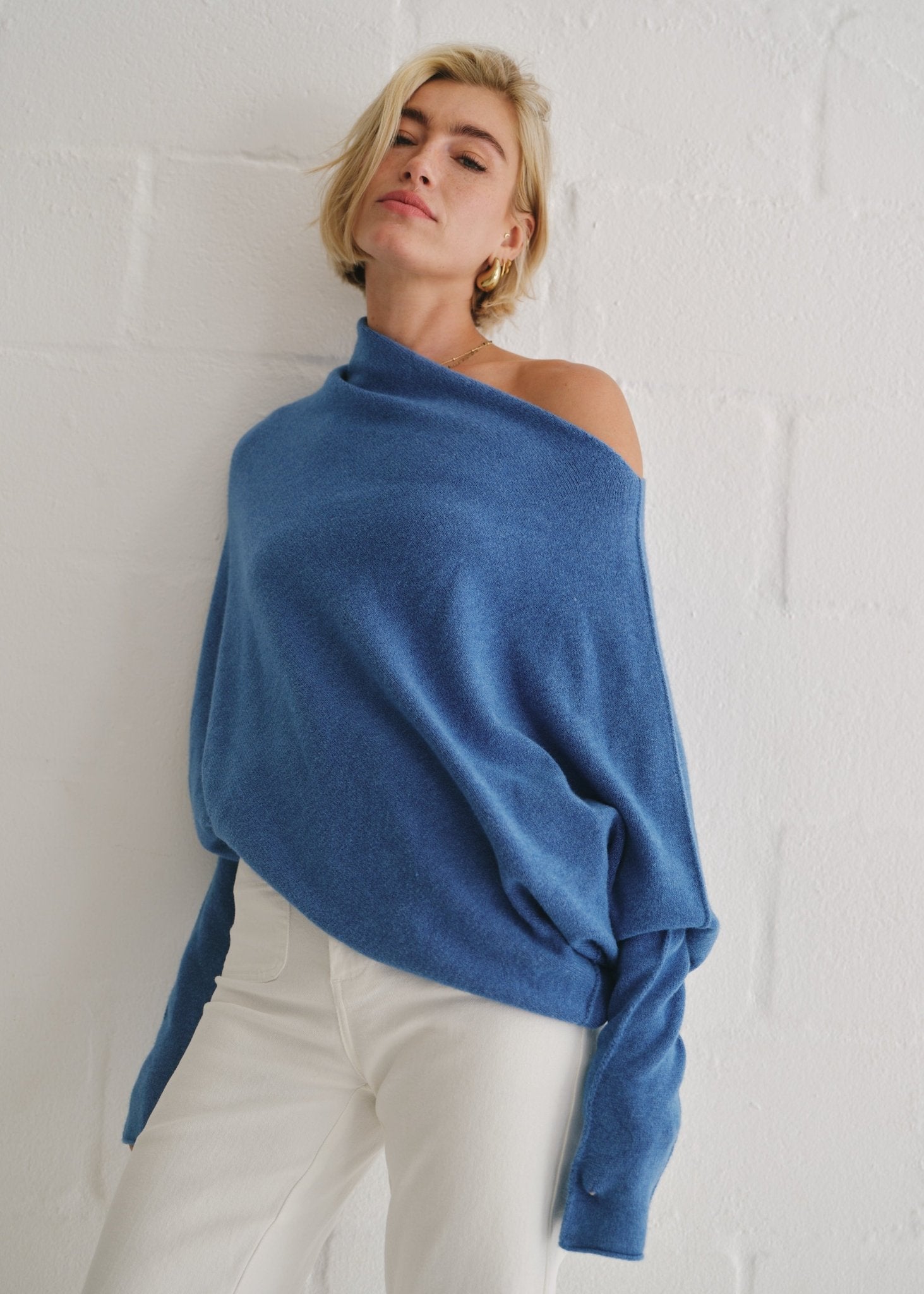 View our Sofia Italian Batwing Knit in Sky Blue - by Tribute Store