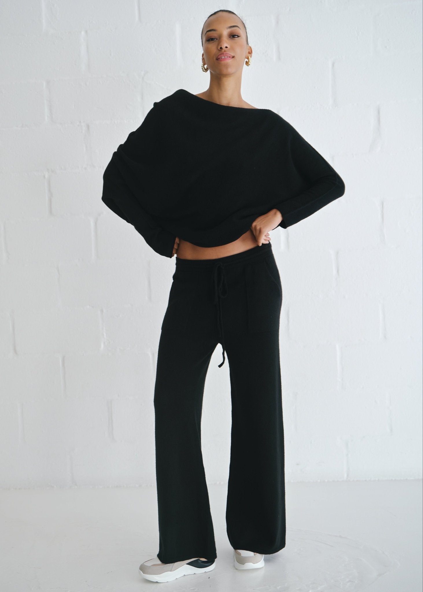View our Sofia Italian Knitted Palazzo Pants In Black - by Tribute Store