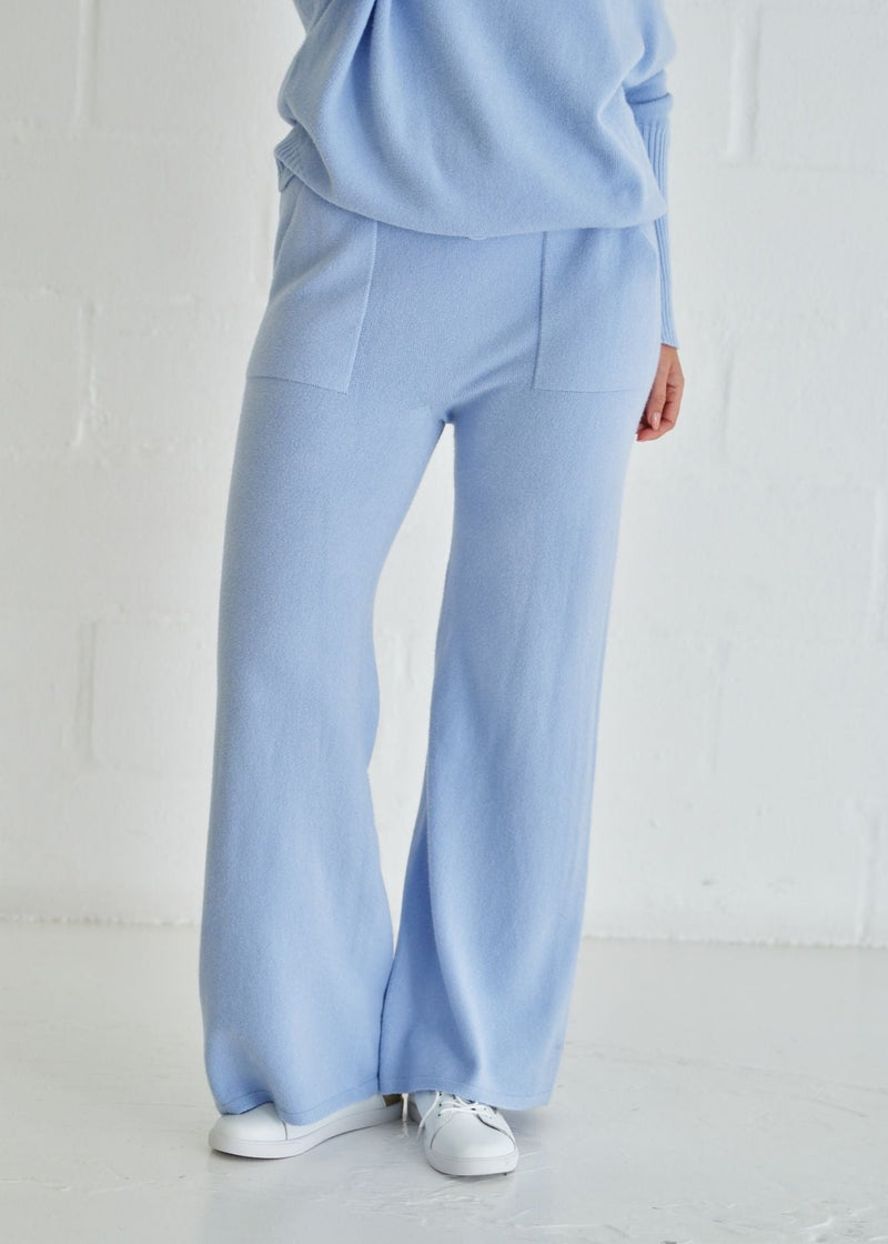 View our Sofia Italian Knitted Palazzo Pants In Light Blue - by Tribute Store