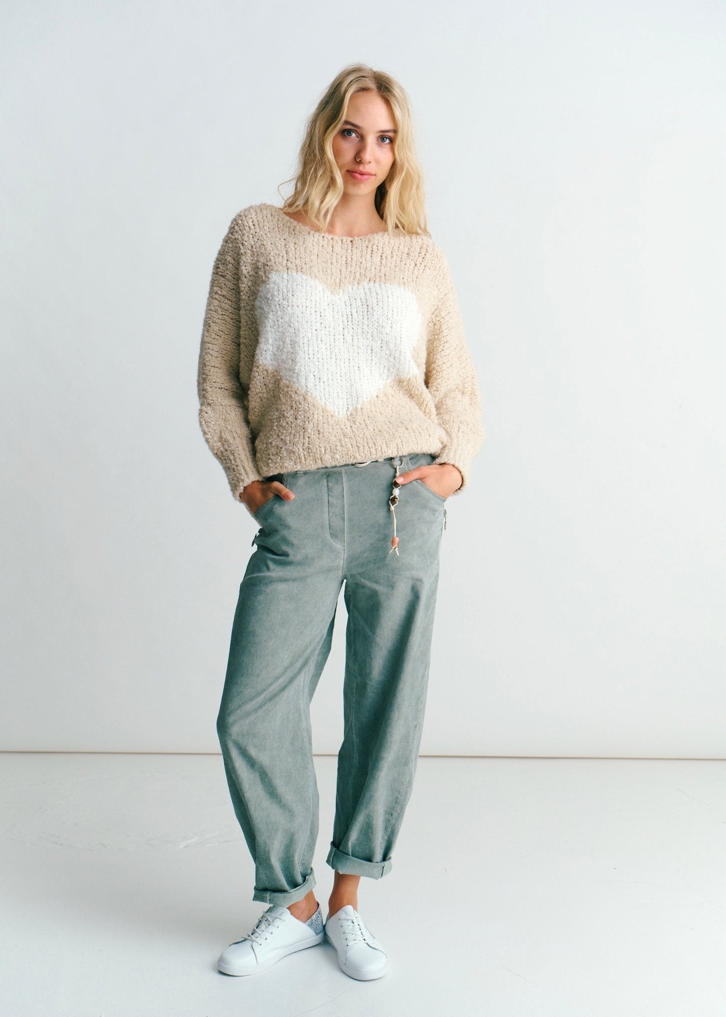 View our Soho Chunky Oversized Heart Knit In Beige - by Tribute Store