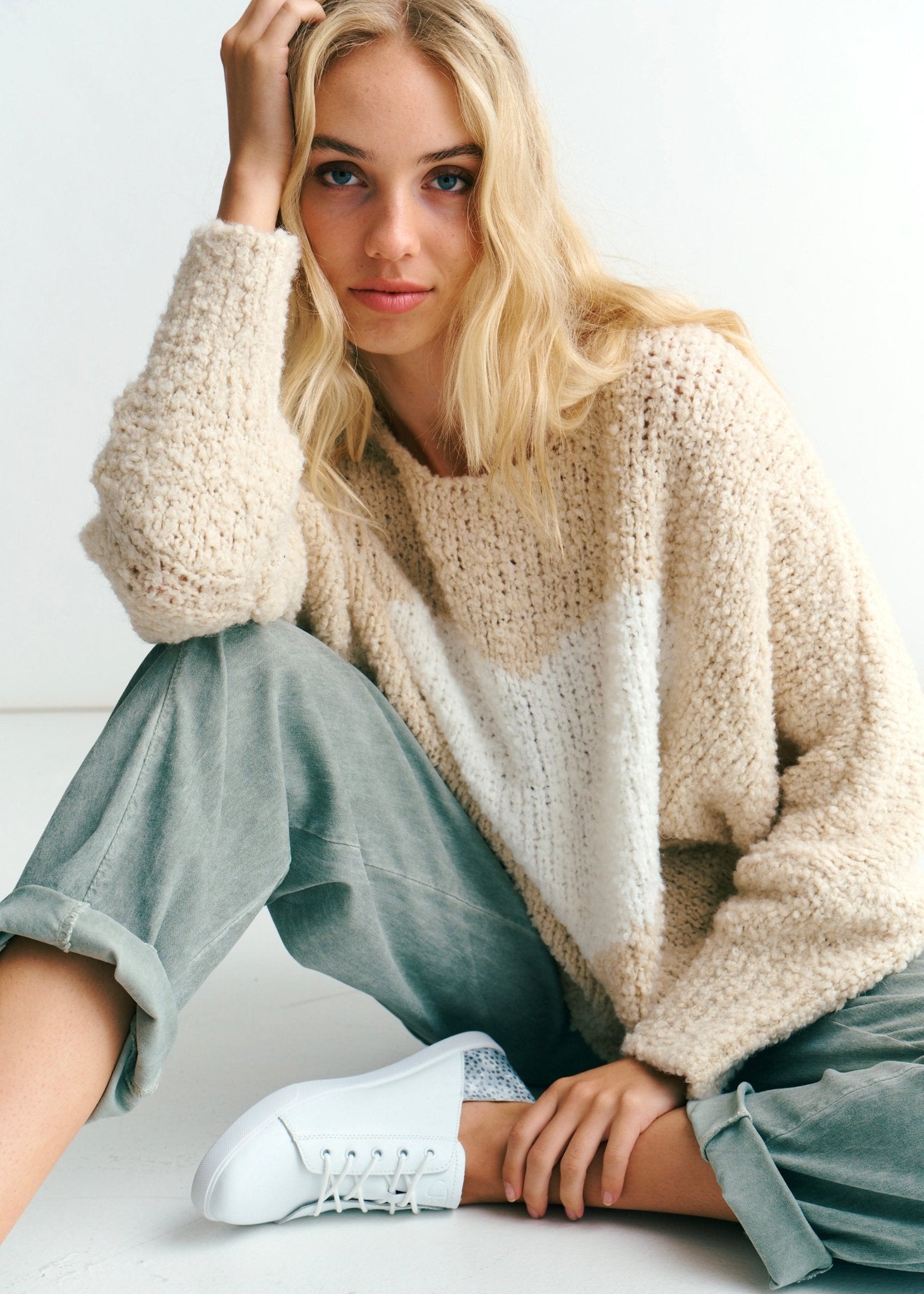 View our Soho Chunky Oversized Heart Knit In Beige - by Tribute Store