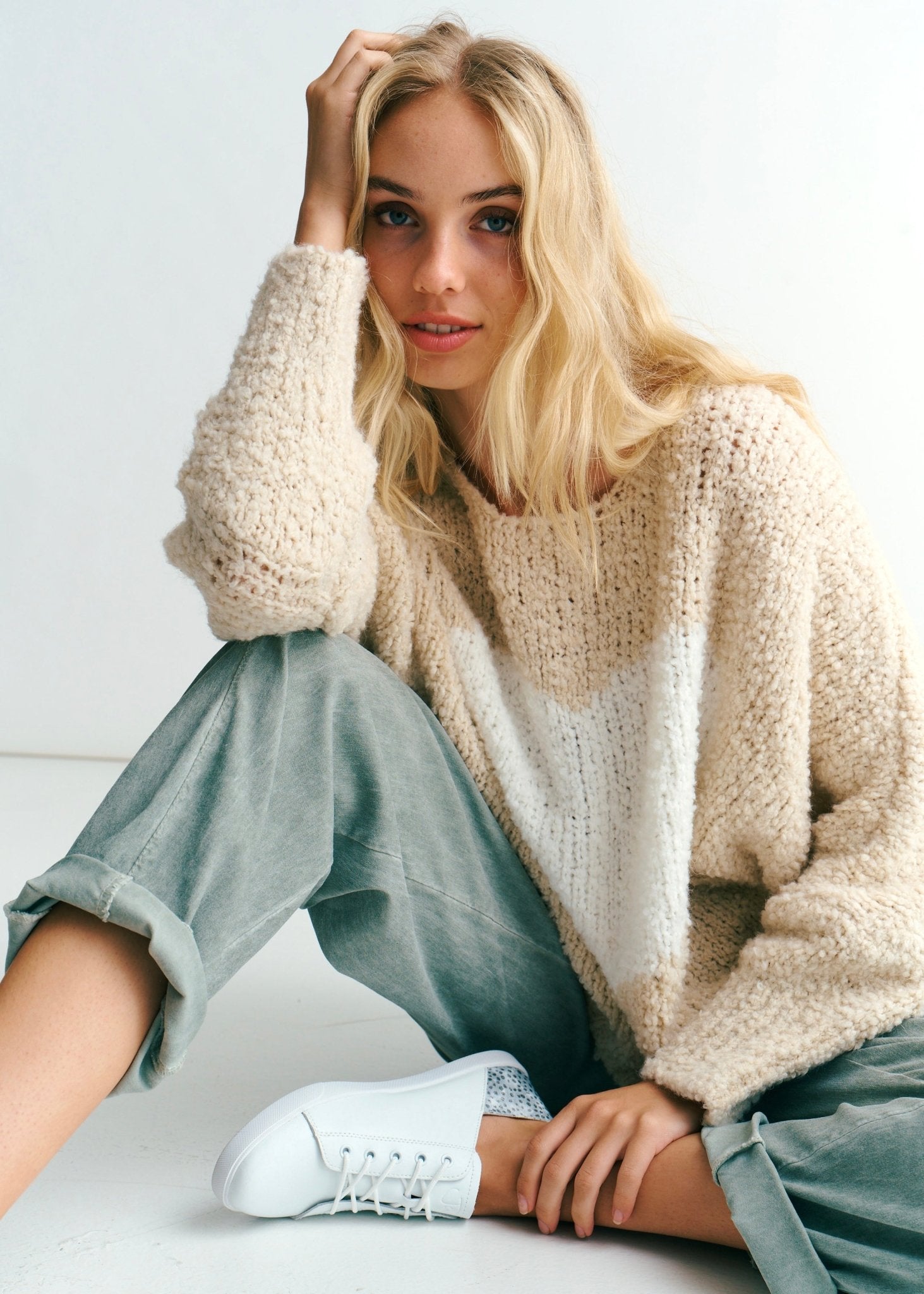 View our Soho Chunky Oversized Heart Knit In Beige - by Tribute Store