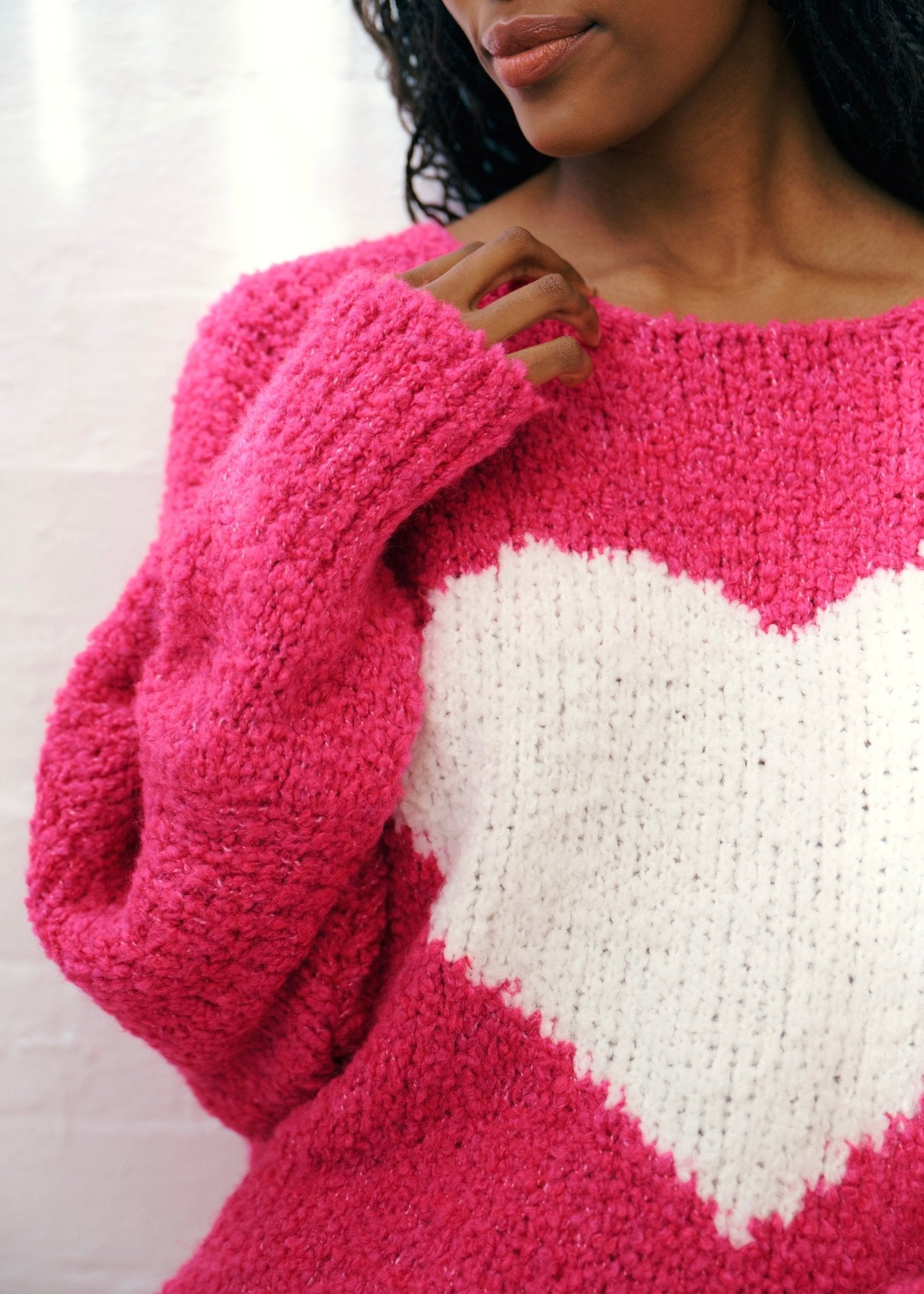View our Soho Chunky Oversized Heart Knit In Fuchsia - by Tribute Store
