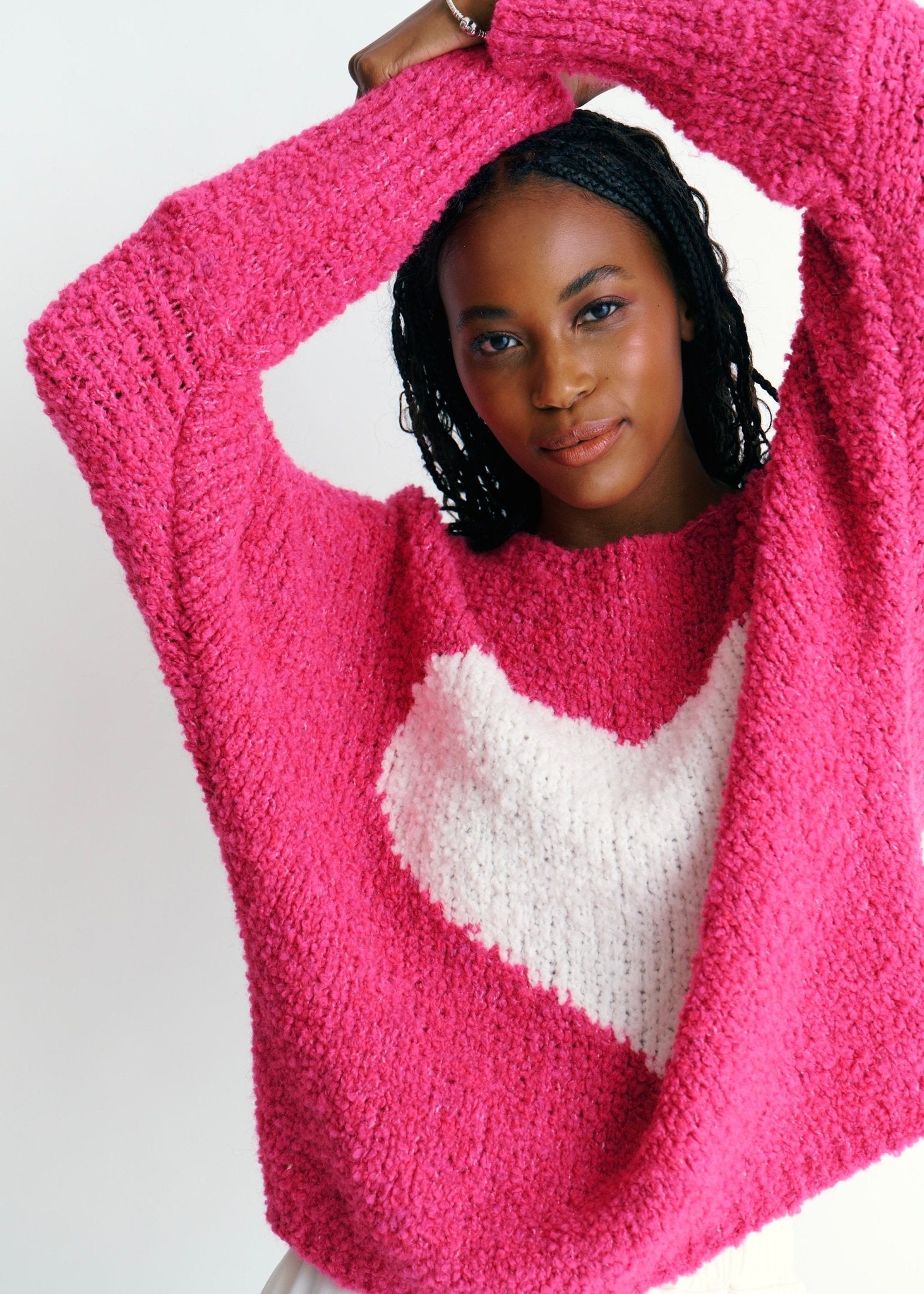 View our Soho Chunky Oversized Heart Knit In Fuchsia - by Tribute Store