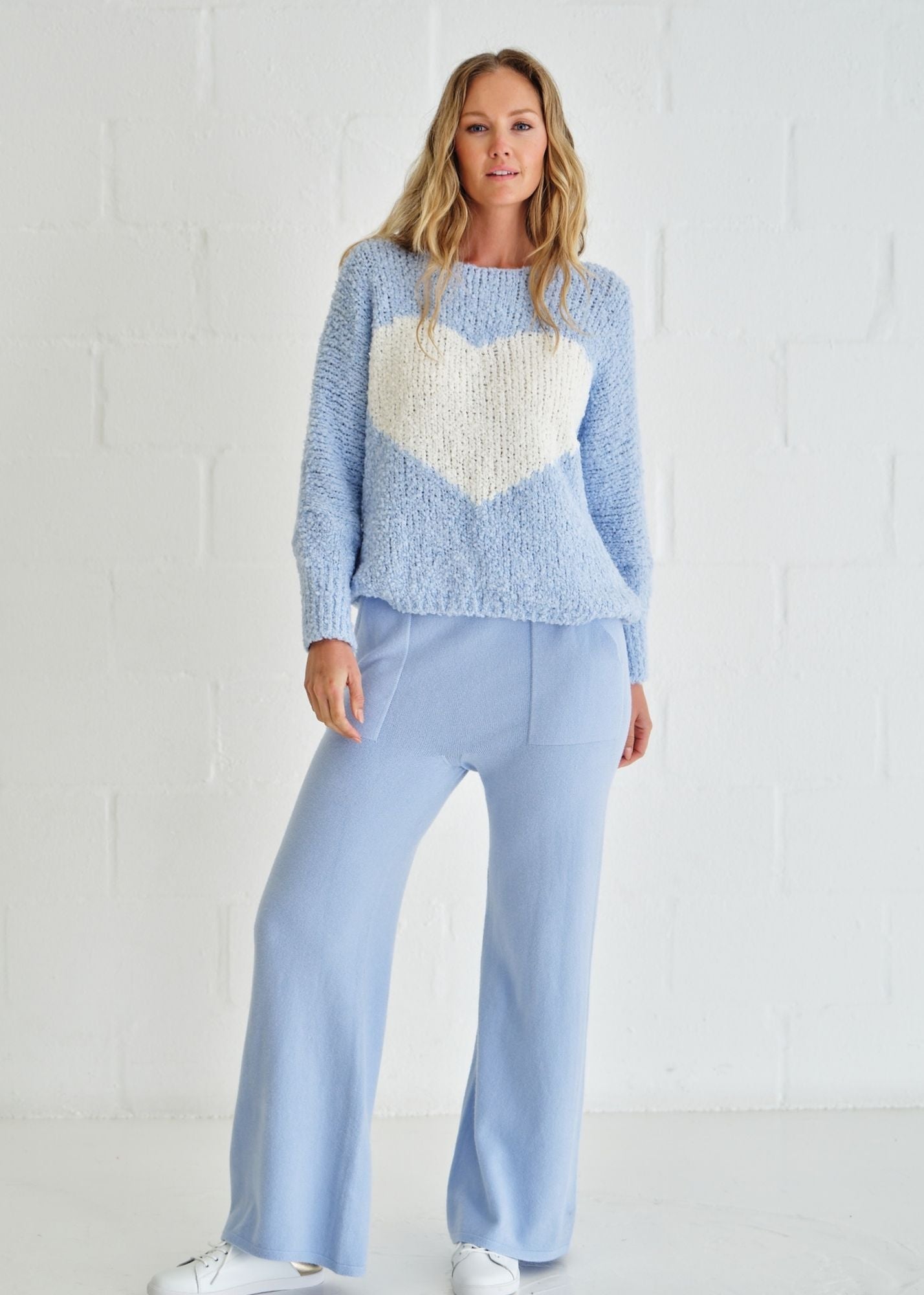 View our Soho Chunky Oversized Heart Knit In Sky Blue - by Tribute Store