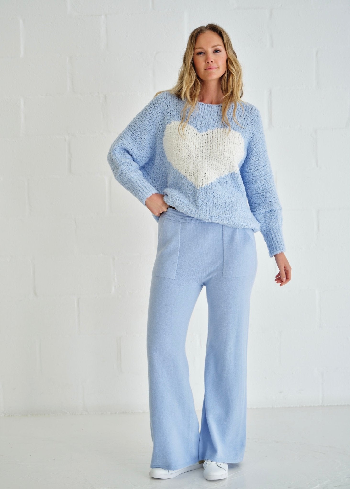 View our Soho Chunky Oversized Heart Knit In Sky Blue - by Tribute Store