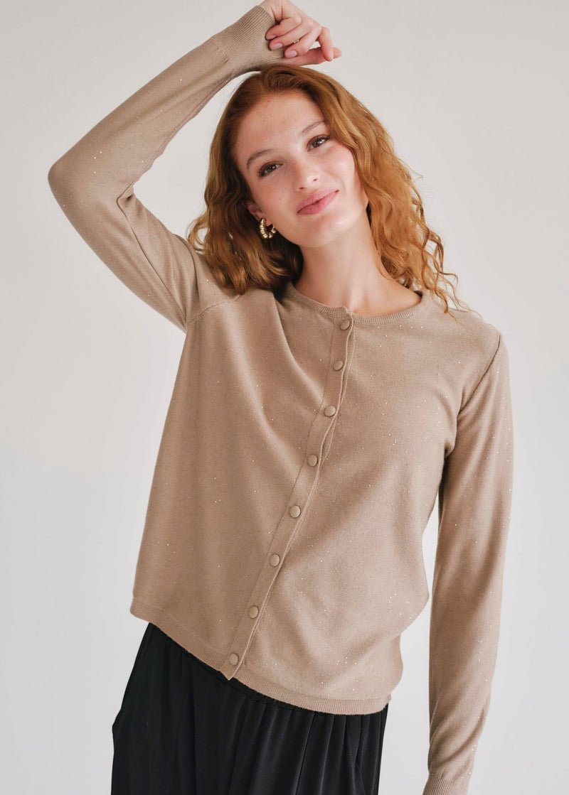 View our Sparkle Lurex Cardigan in Caramel - by Tribute Store