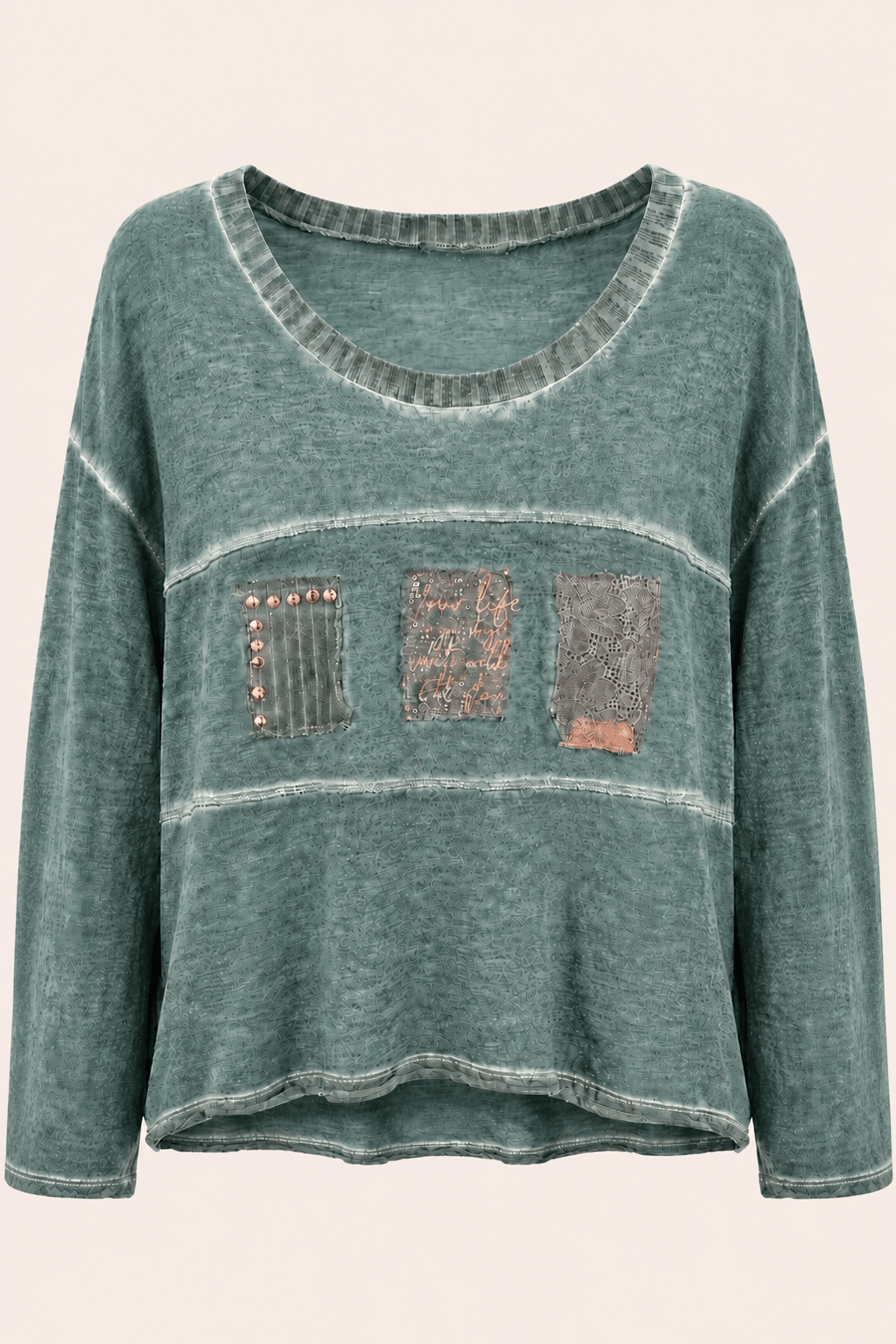 View our Sparkle Square Cotton Jumper In Turquoise - by Tribute Store