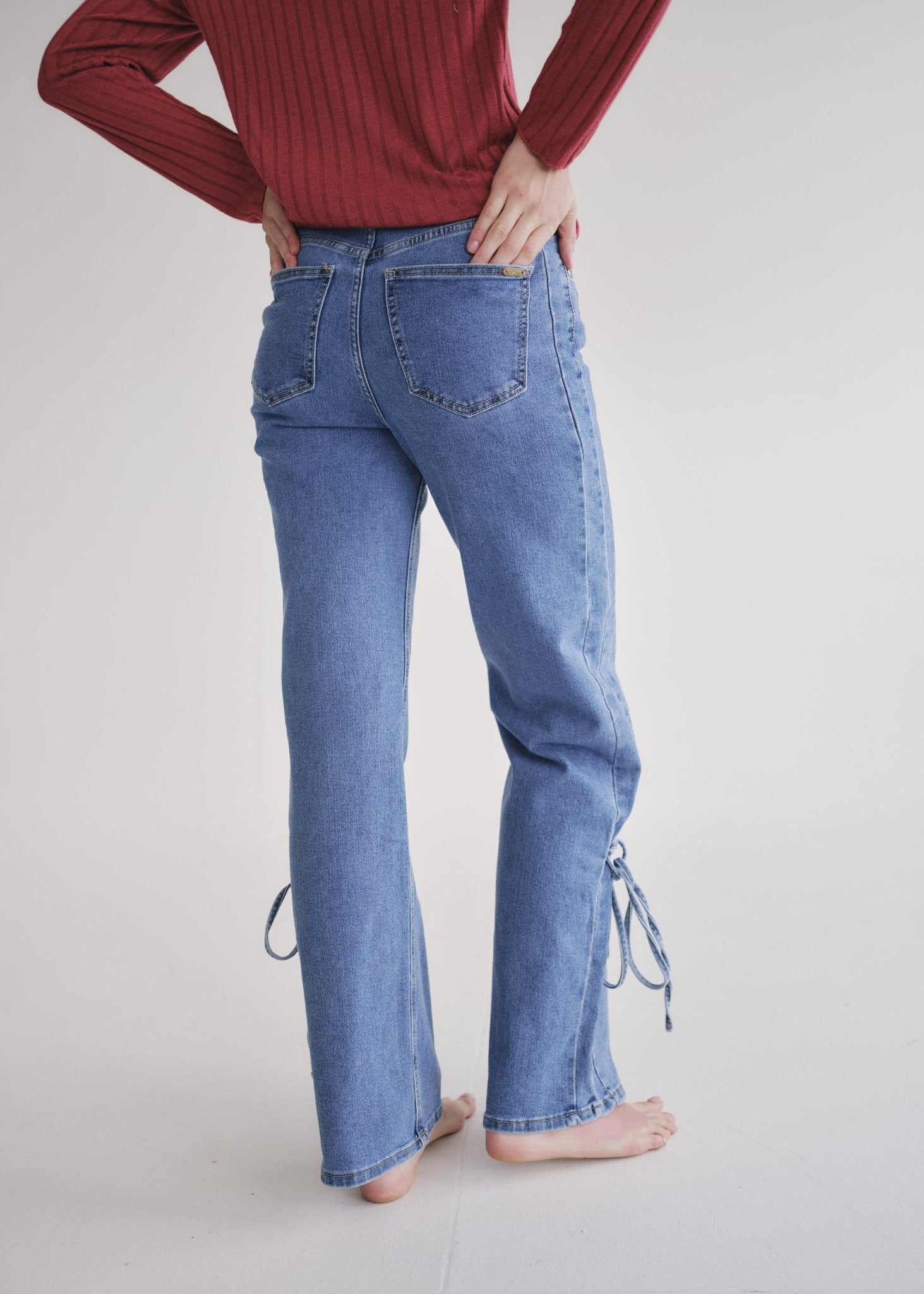 View our Straight Leg Jeans With Bow In Denim - by Tribute Store