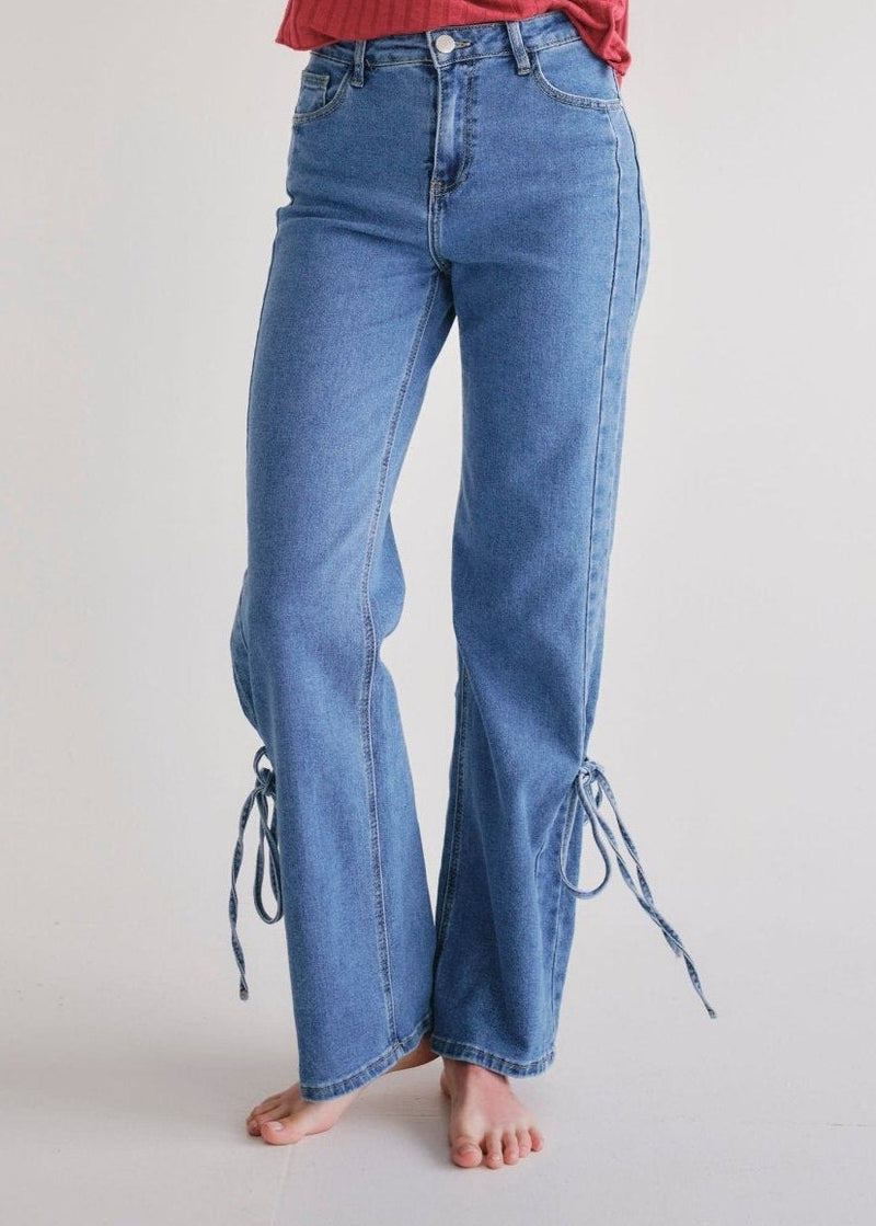 View our Straight Leg Jeans With Bow In Denim - by Tribute Store