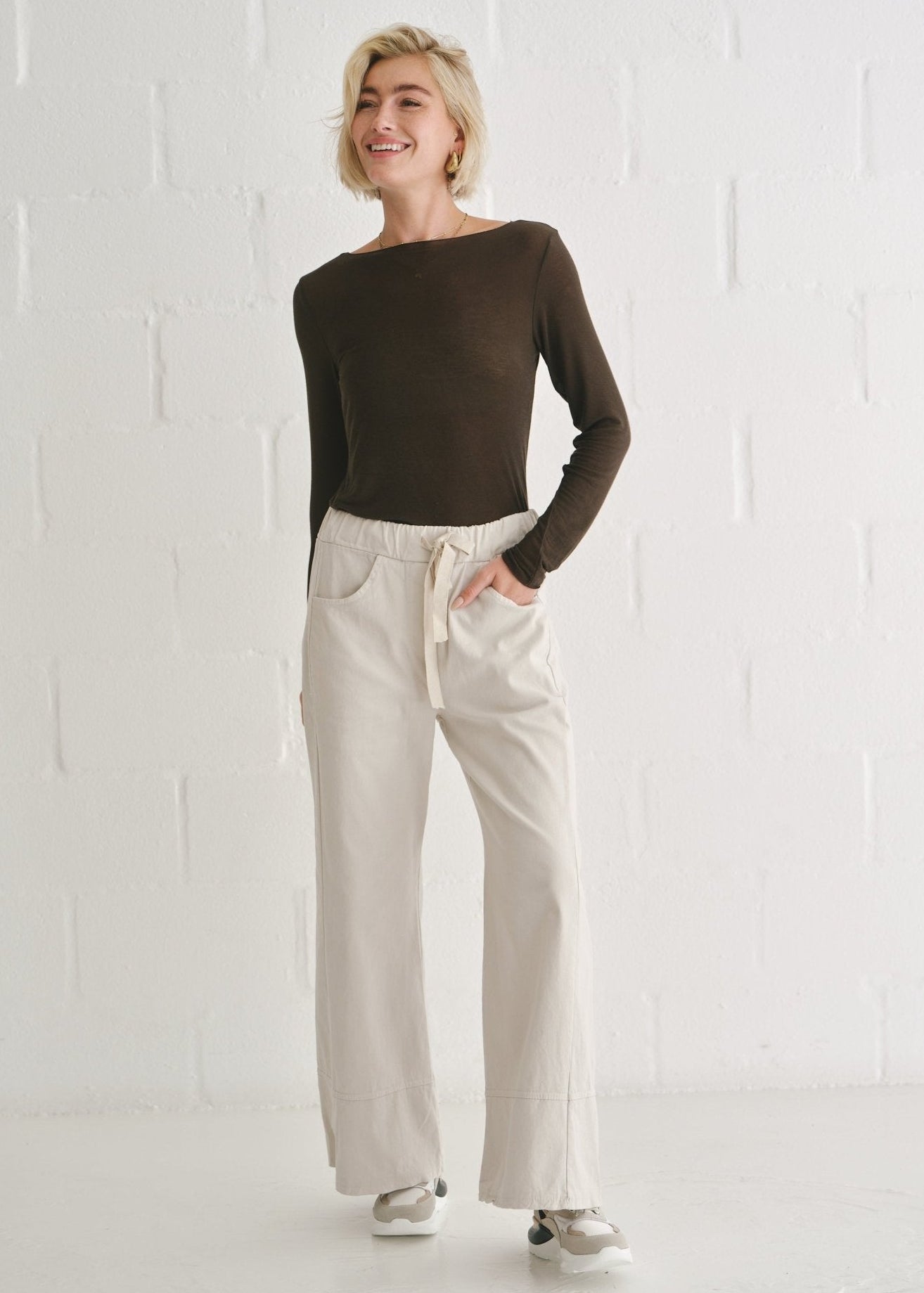 View our Straight Leg Pants In Beige - by Tribute Store