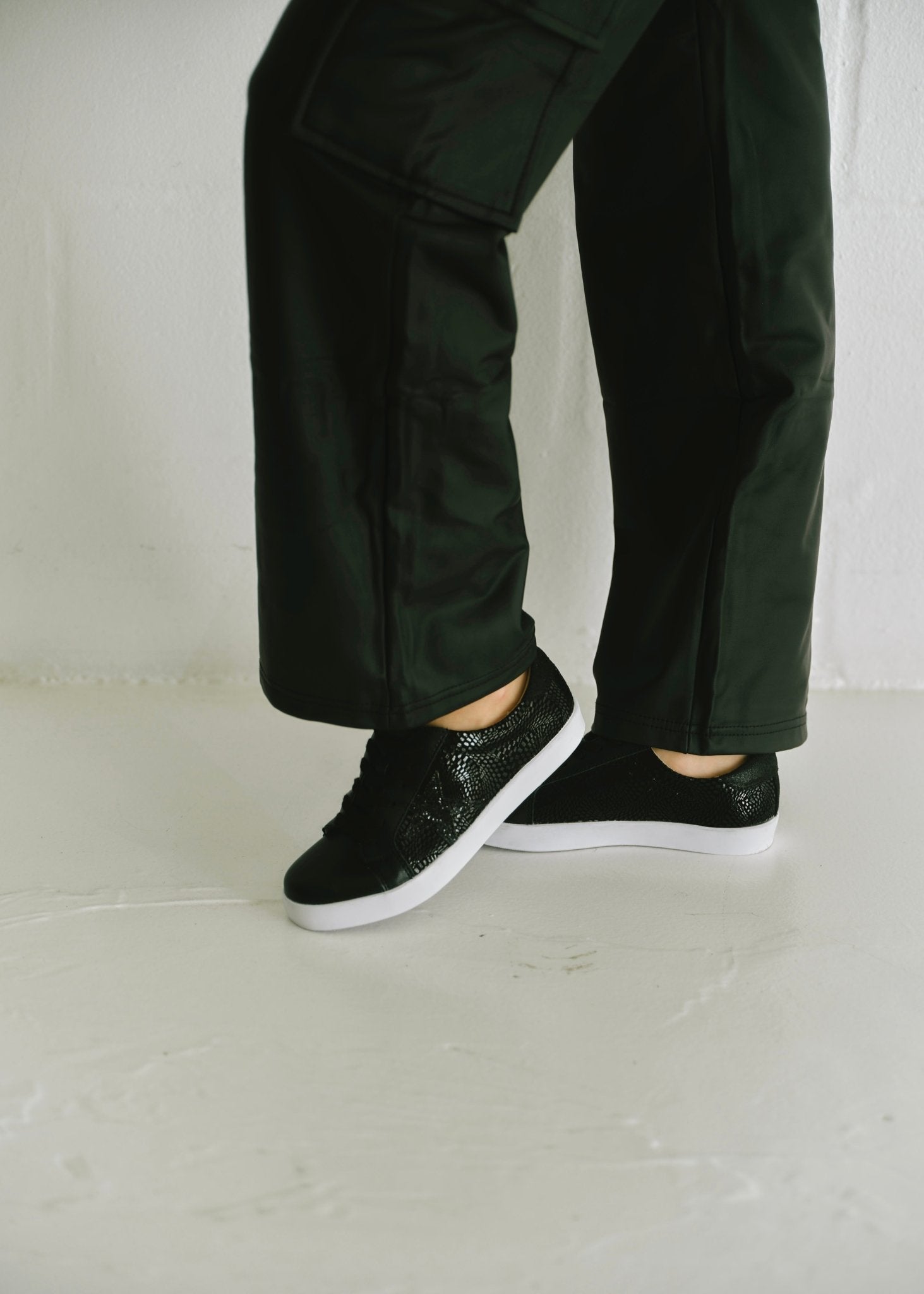 View our Sydney Leather Sneaker With Snake Print In Black - by Tribute Store