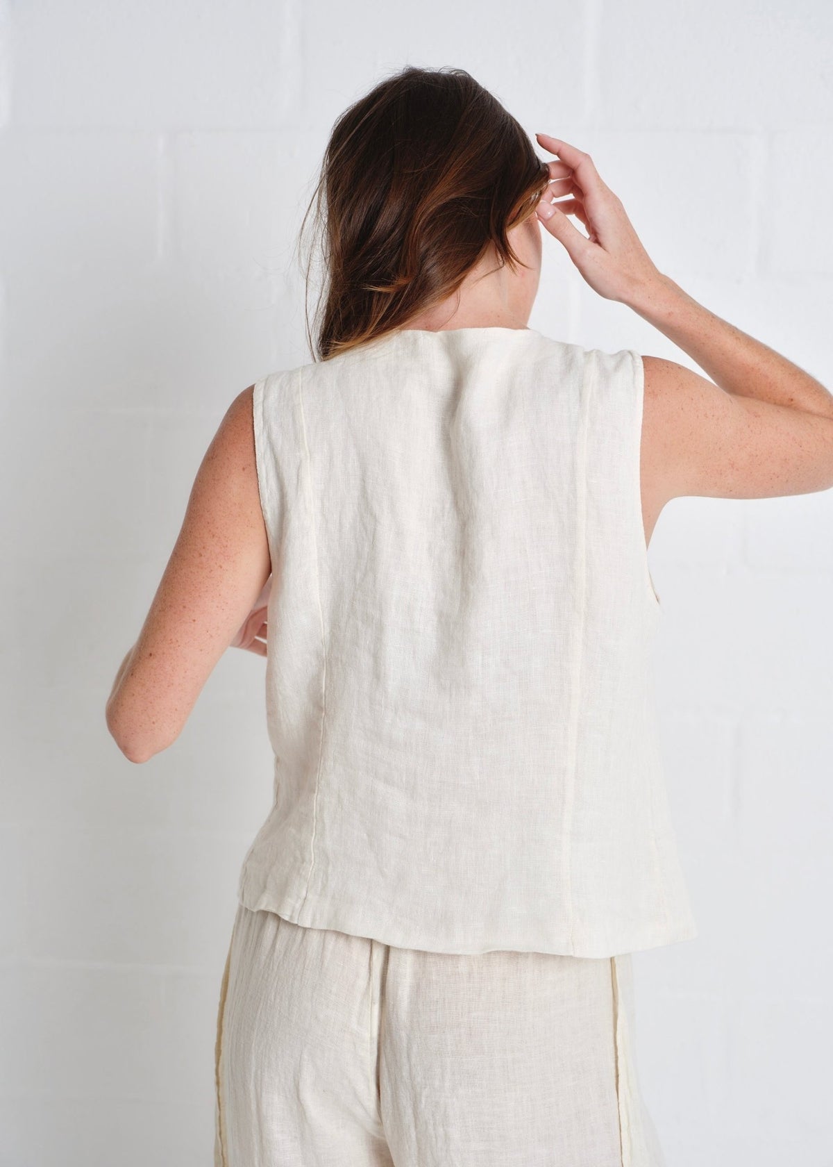 View our Sydney Linen Waistcoat In Cream - by Tribute Store