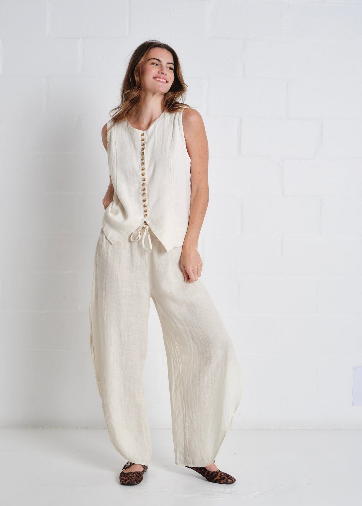 View our Sydney Linen Waistcoat In Cream - by Tribute Store