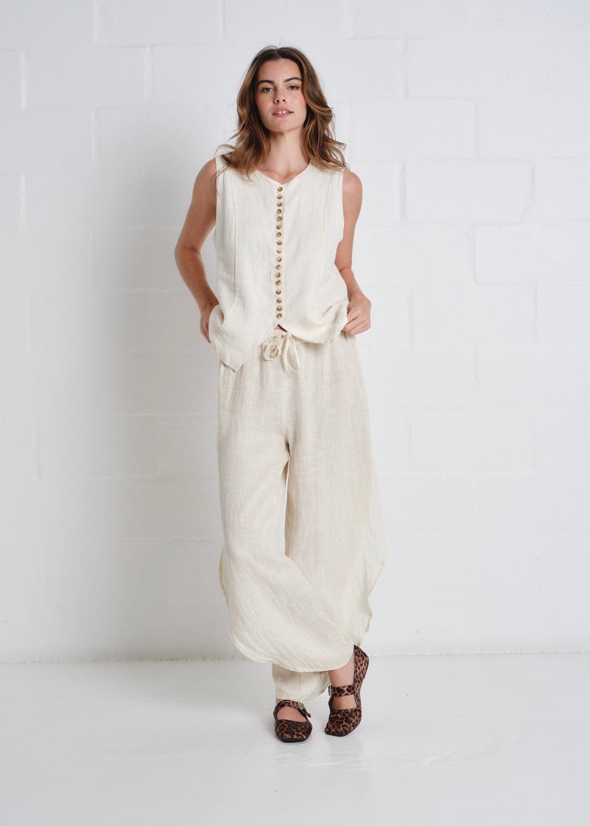 View our Sydney Linen Waistcoat In Cream - by Tribute Store