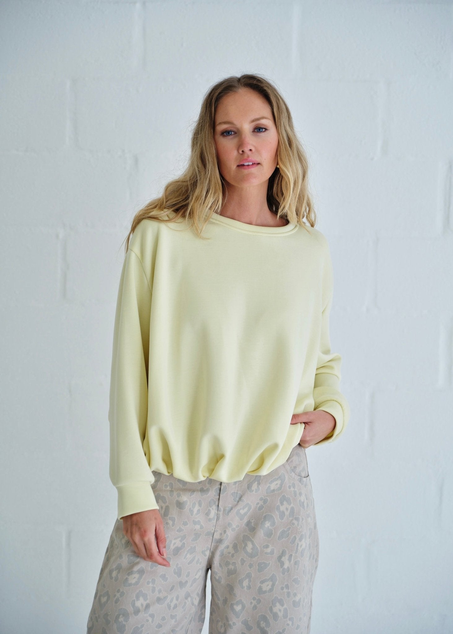 View our Tacoma Bubble Hem Sweater In Butter Yellow - by Tribute Store