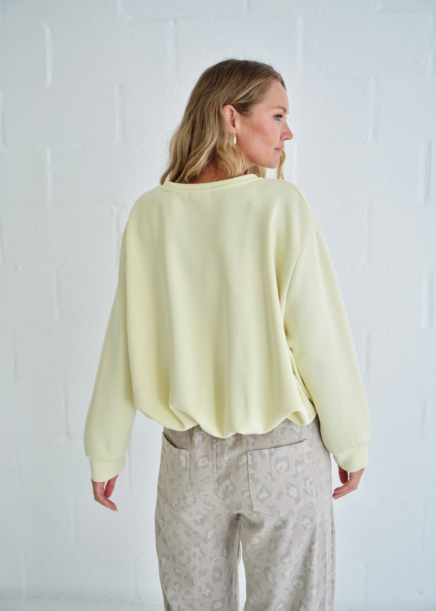 View our Tacoma Bubble Hem Sweater In Butter Yellow - by Tribute Store